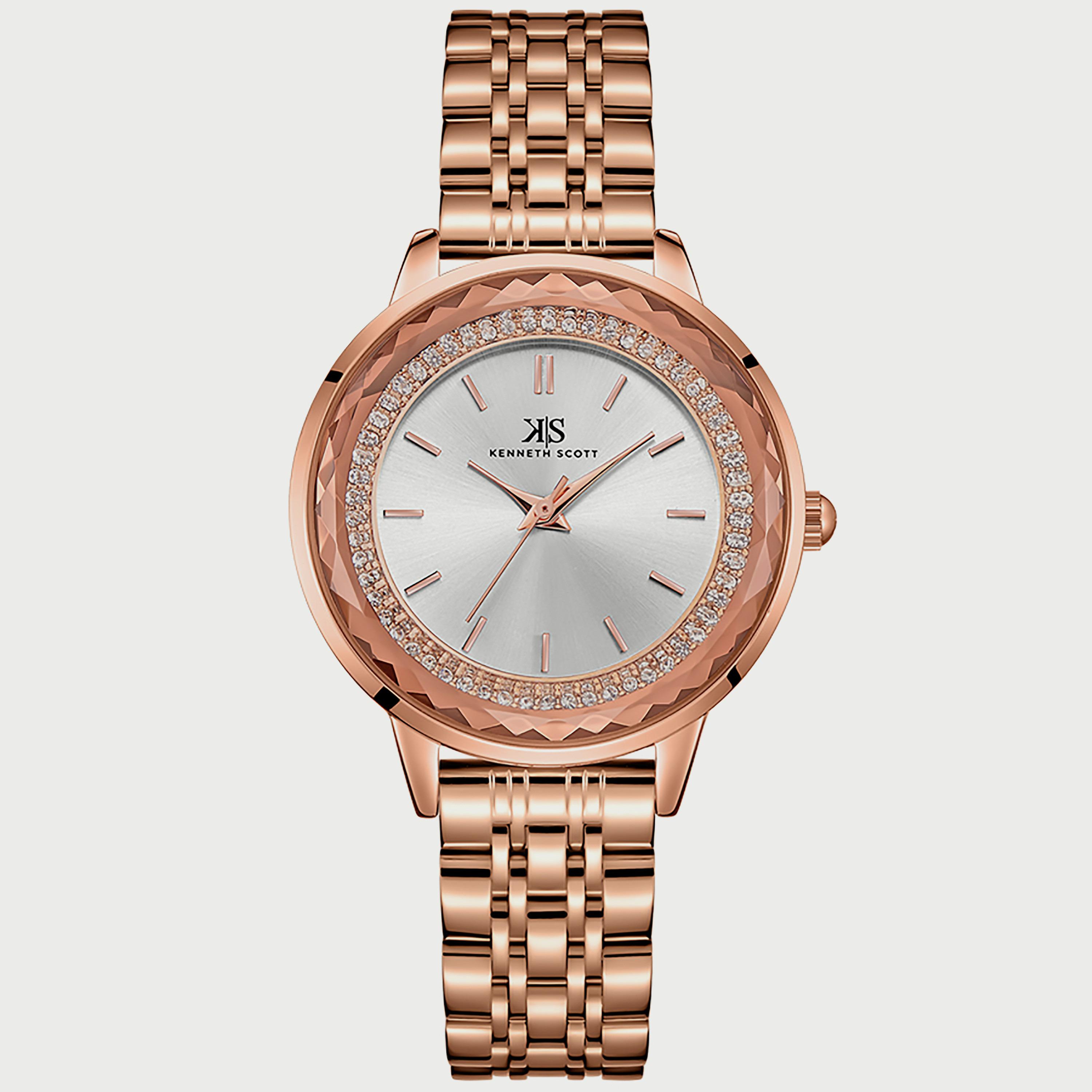 Kenneth Scott Women's Rose Gold Analog Stainless Steel Strap Watch K22532-RBKW | 34 MM-women-watchesandjewellery-watches-image-1