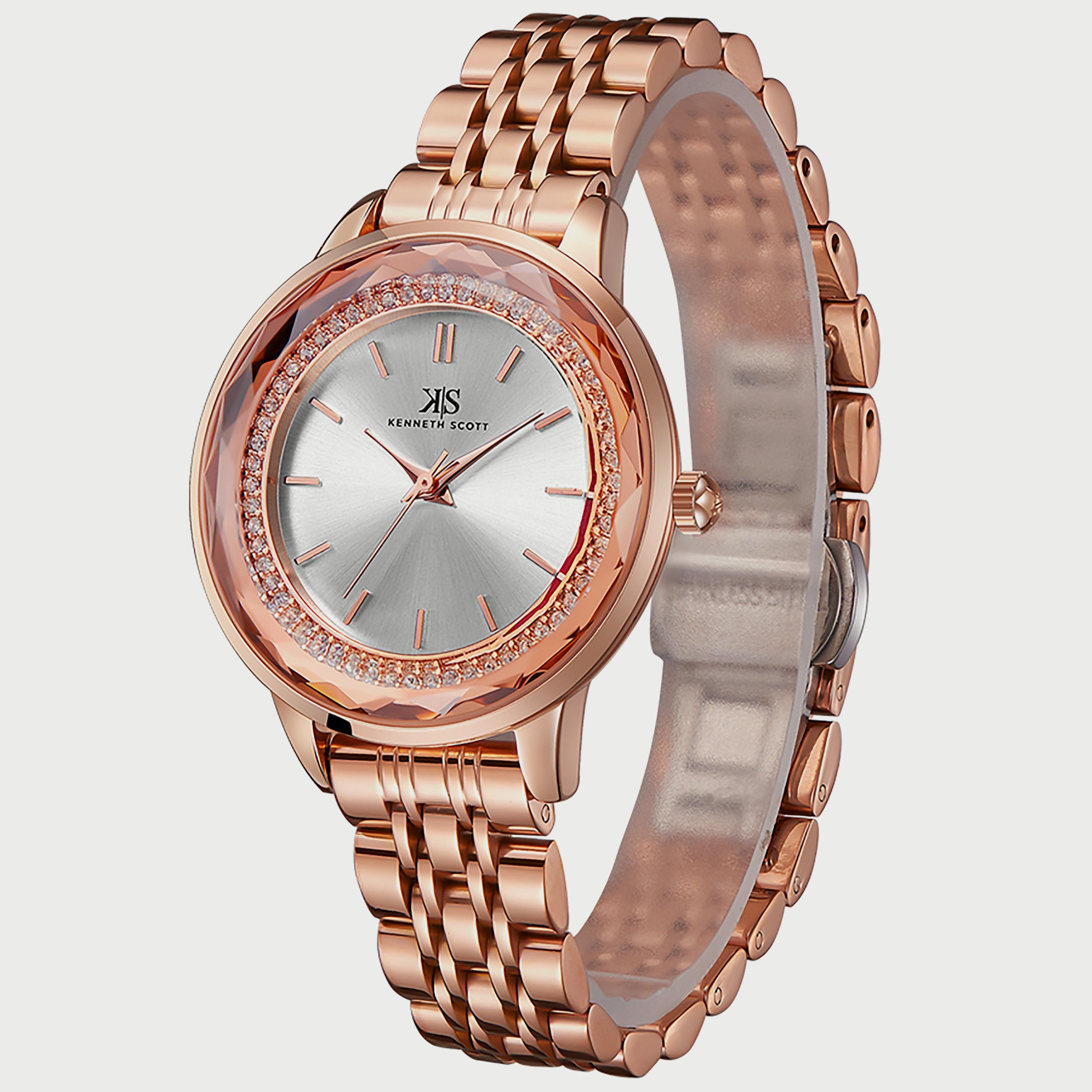 Kenneth Scott Women's Rose Gold Analog Stainless Steel Strap Watch K22532-RBKW | 34 MM-women-watchesandjewellery-watches-image-2