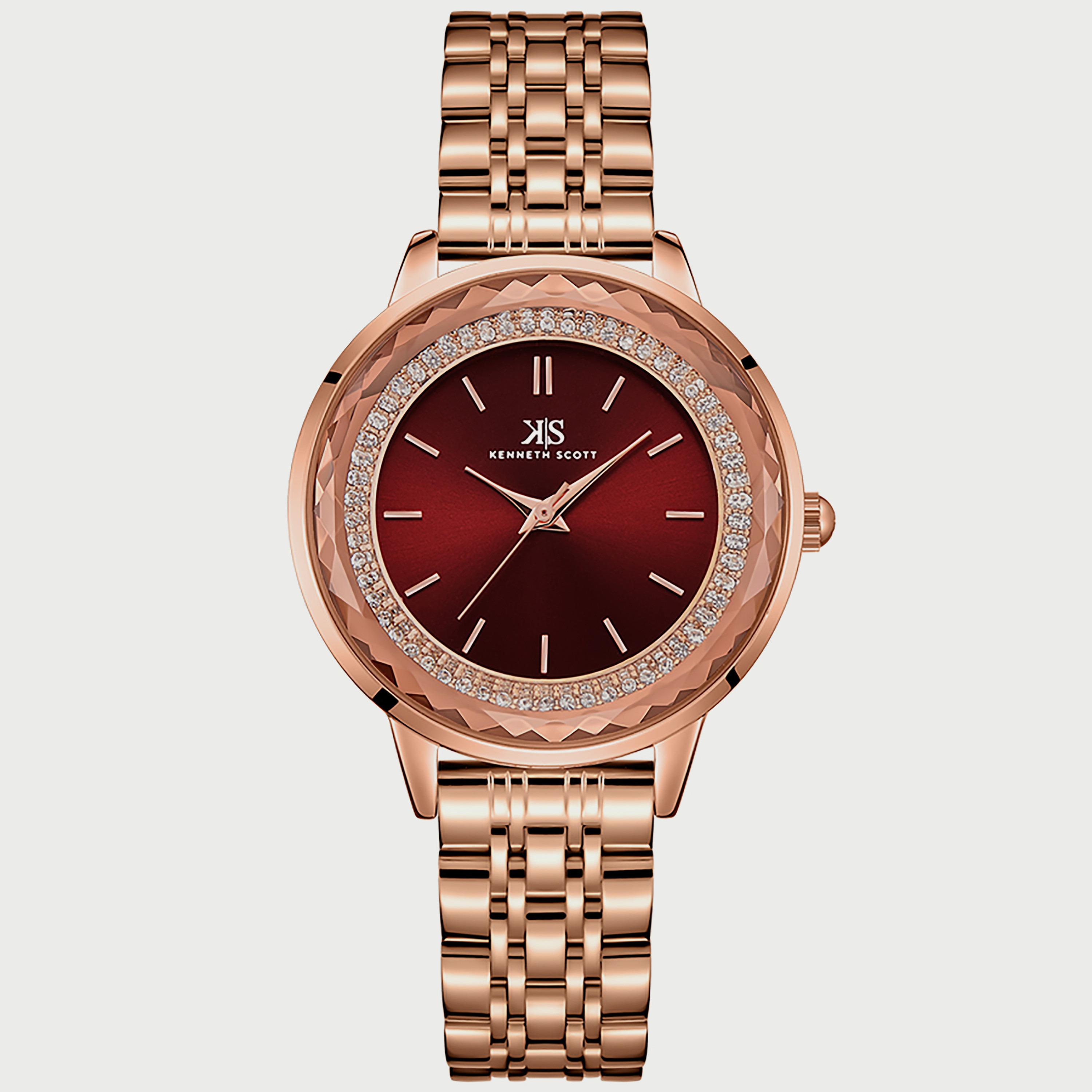Kenneth Scott Women's Rose Gold Analog Stainless Steel Strap Watch K22532-RBKR-women-watchesandjewellery-watches-image-1