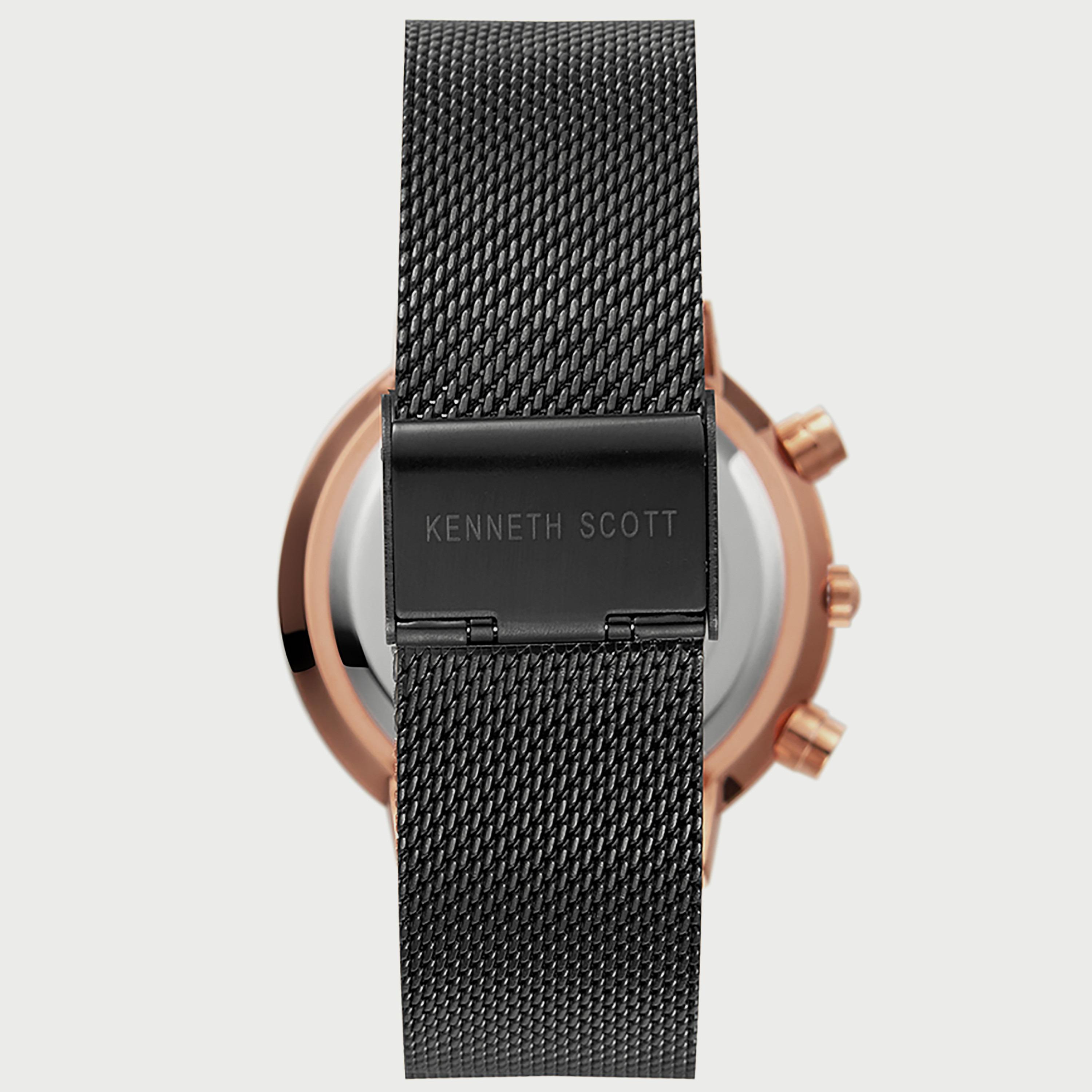 Kenneth Scott Men's Black Chronograph Mesh Strap Watch K22133-KMBB | 41 MM-men-watchesandjewellery-watches-image-3