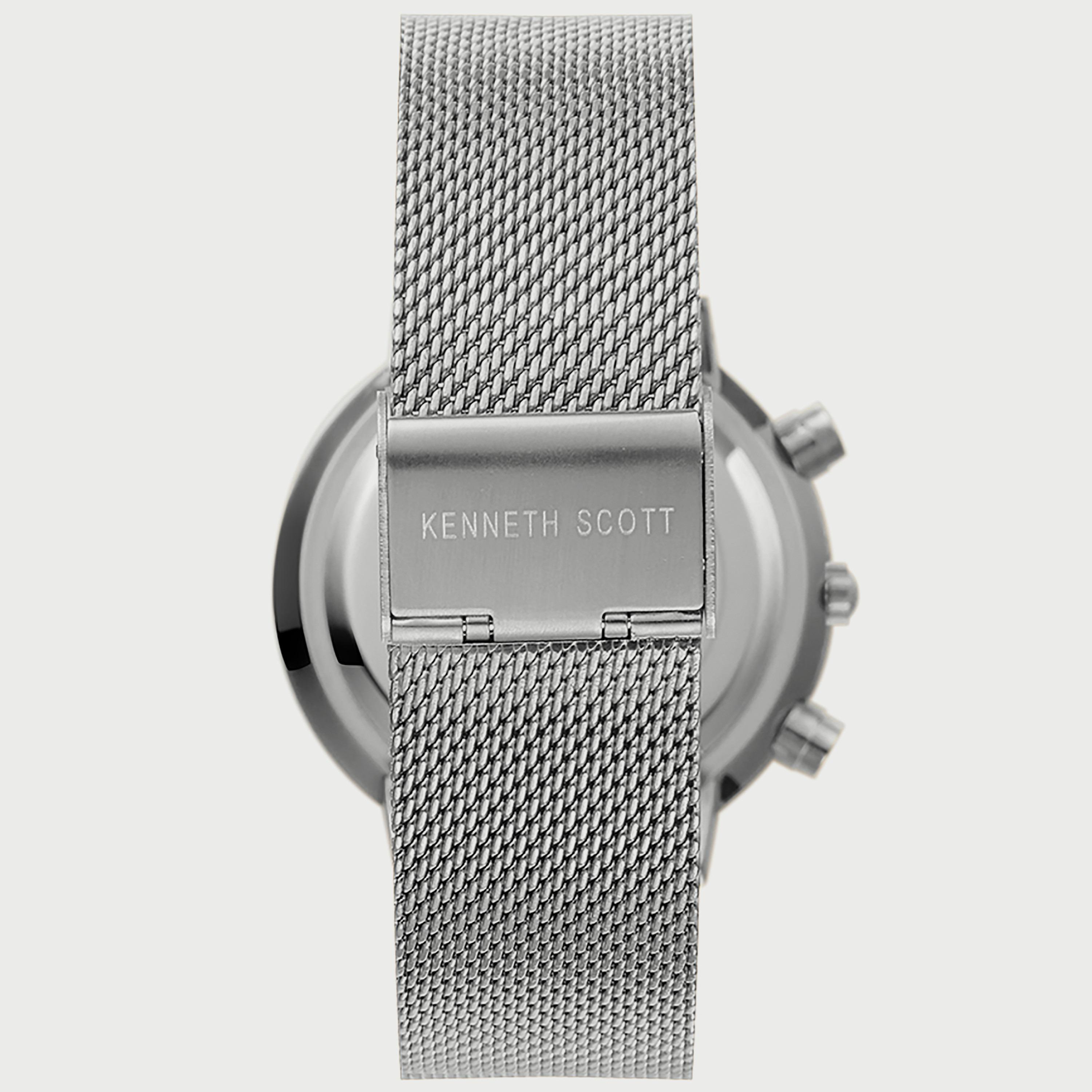 Kenneth Scott Men's Silver Chronograph Mesh Strap Watch K22133-SMSB | 41 MM-men-watchesandjewellery-watches-image-3