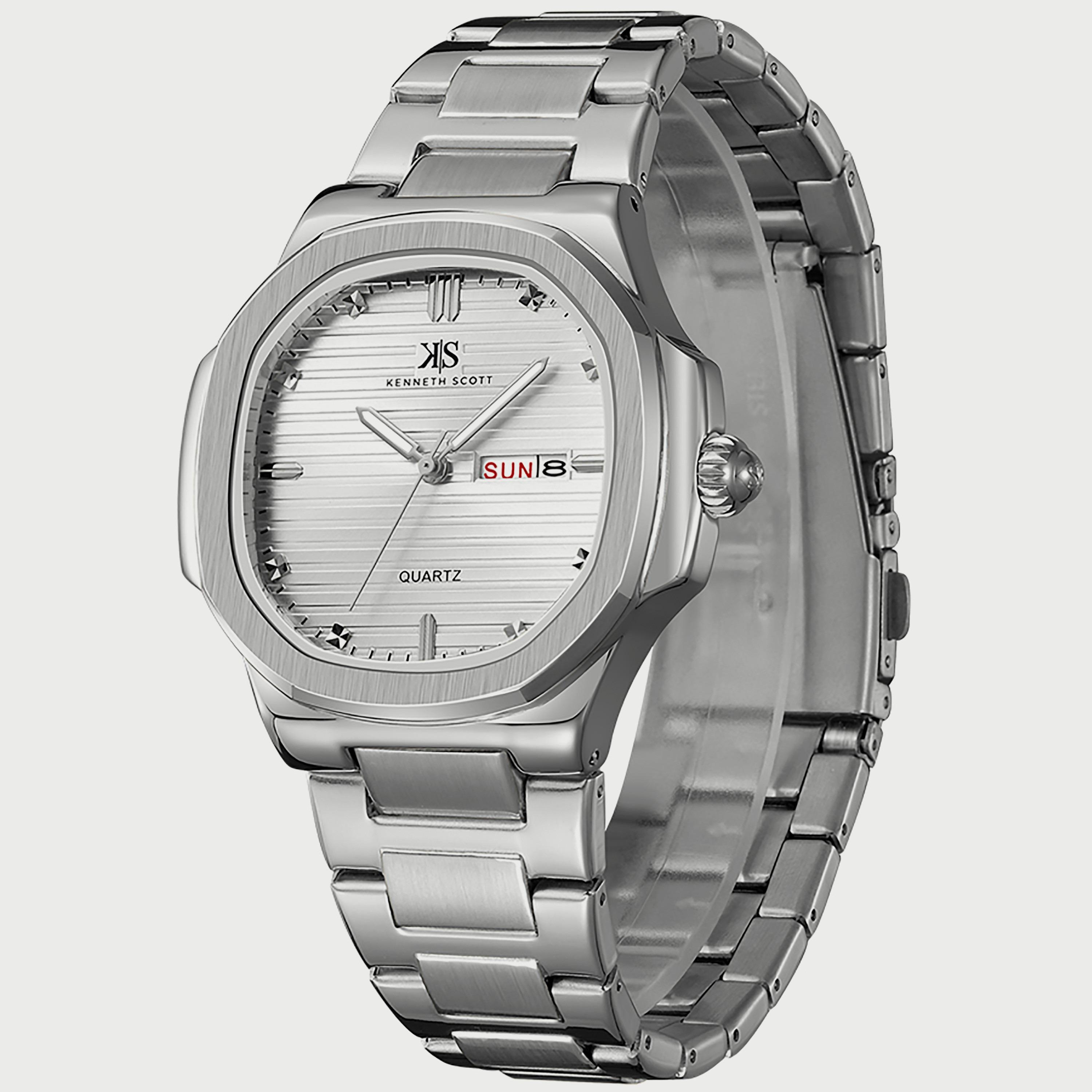 K22034-SBSW "ساعة" أنالوج فضية بسوار ستانلس ستيل من كينيث سكوت للرجال -men-watchesandjewellery-watches-image-2
