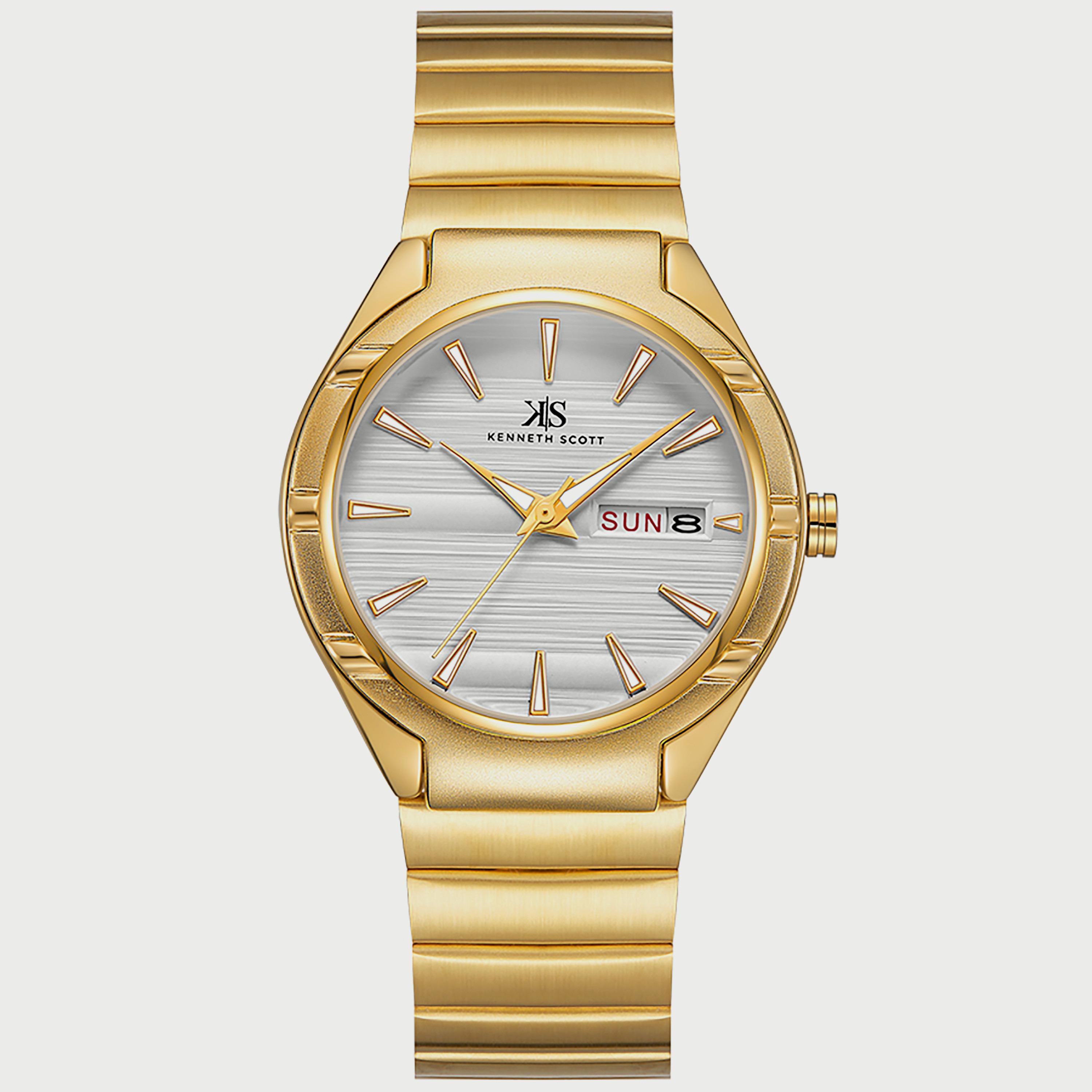 K22035-GBGW-G "ساعة" أنالوج ذهبية بسوار ستانلس ستيل من كينيث سكوت للرجال -men-watchesandjewellery-watches-image-1