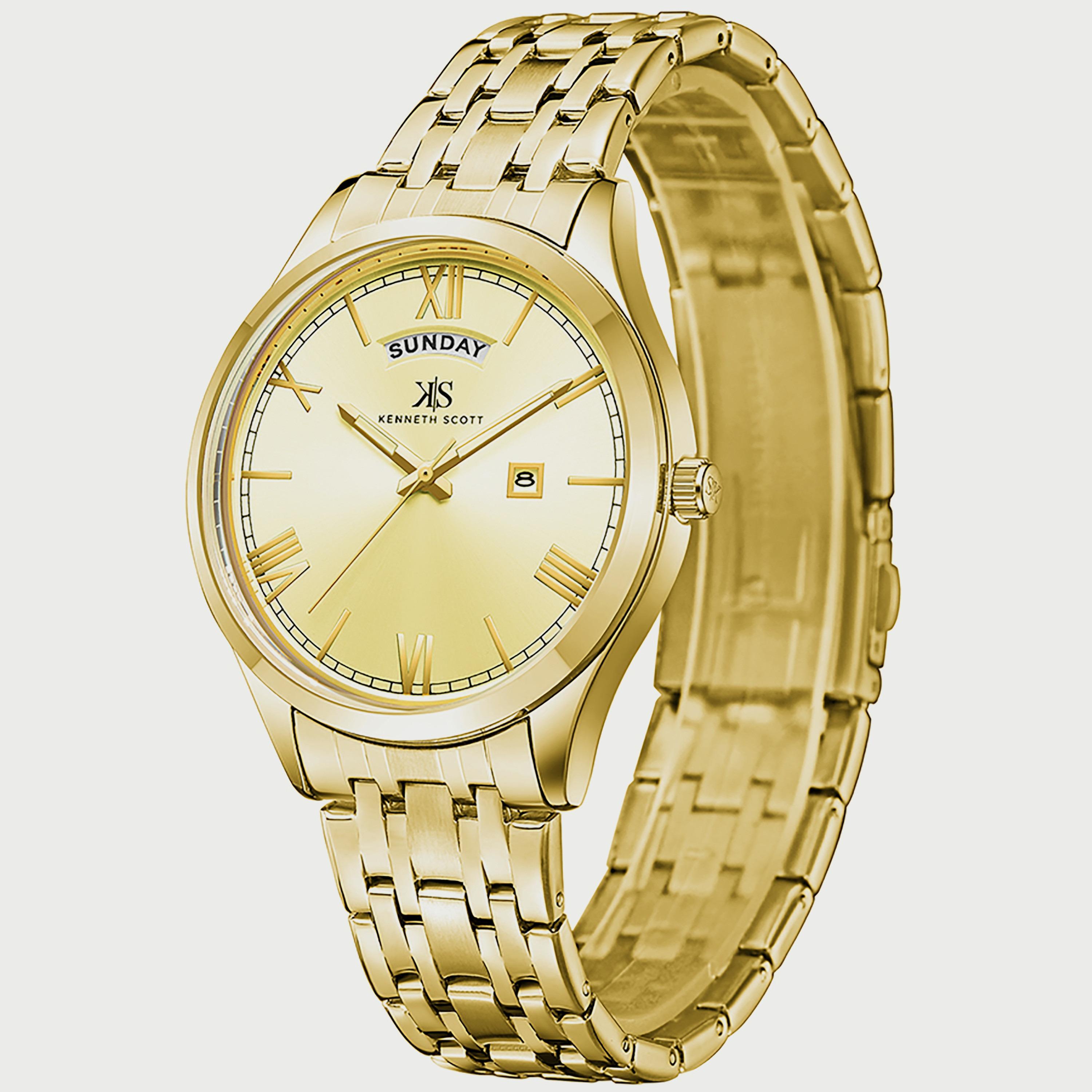 K22014-GBGC "ساعة" أنالوج ذهبية بسوار ستانلس ستيل من كينيث سكوت للرجال -men-watchesandjewellery-watches-image-2