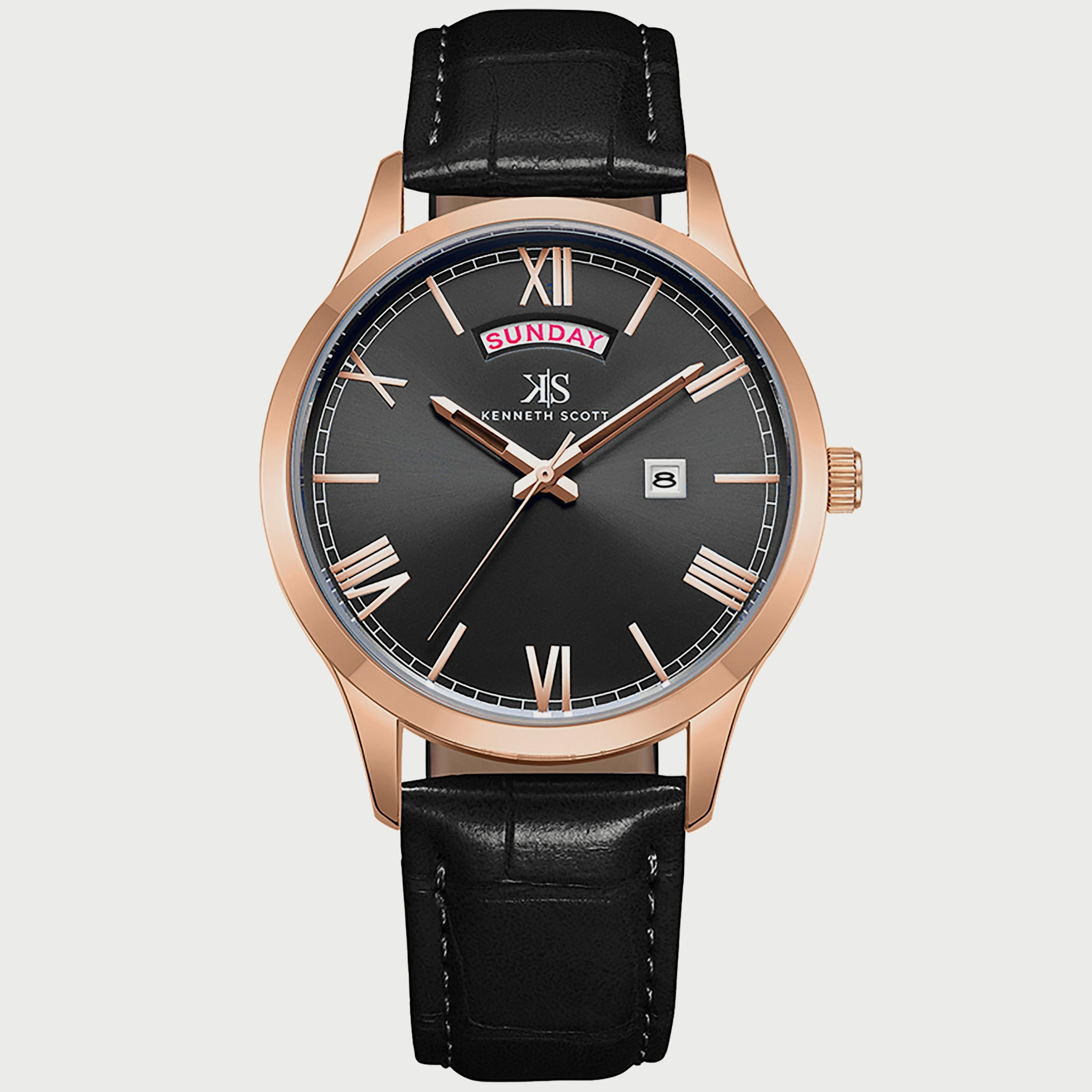 K22014-RLBB "ساعة" أنالوج بسوار بولي يوريثين مع لون اسود للرجال من كينيث سكوت -men-watchesandjewellery-watches-image-1