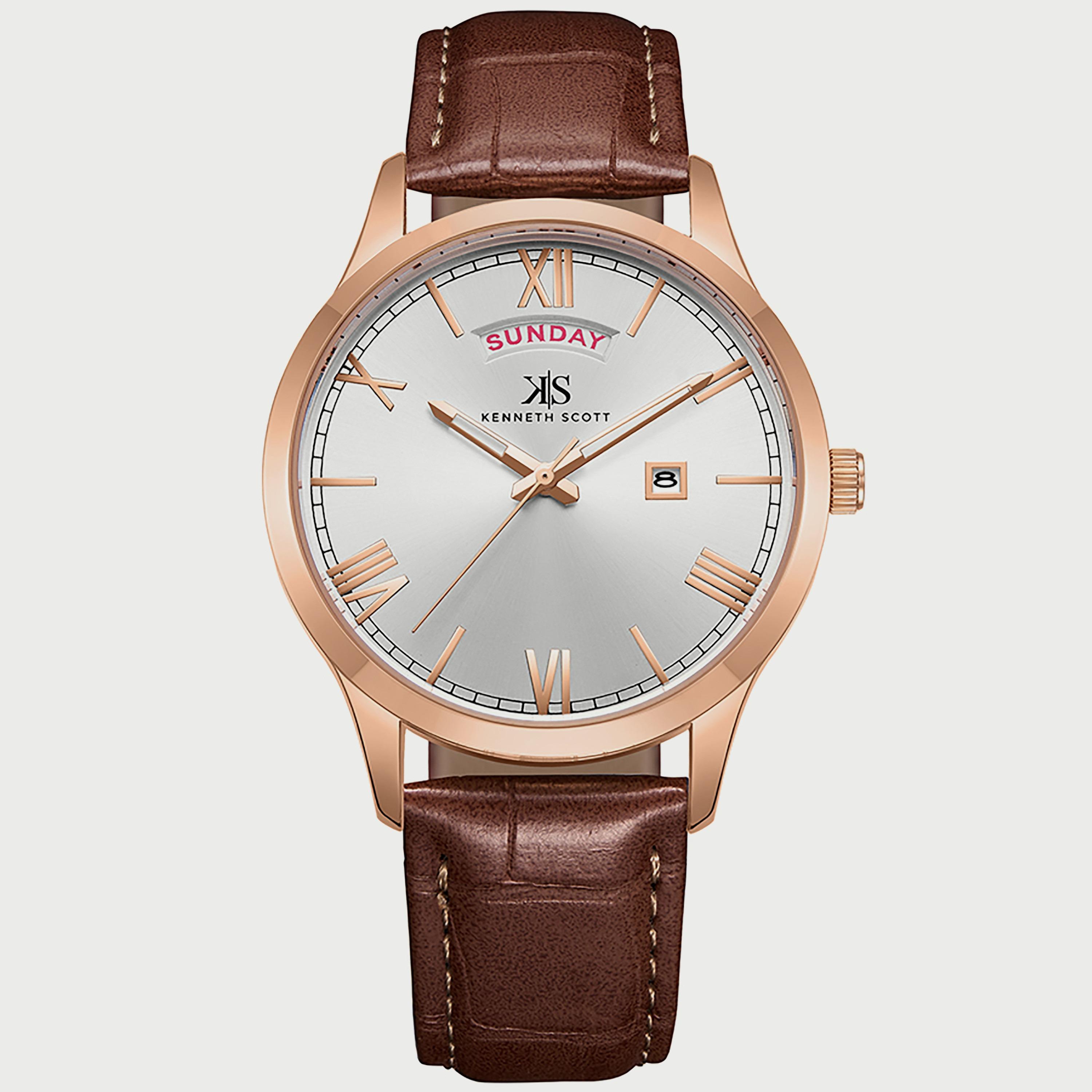 K22014-RLDW "ساعة" أنالوج بسوار بولي يوريثين مع لون بني للرجال من كينيث سكوت -men-watchesandjewellery-watches-image-1
