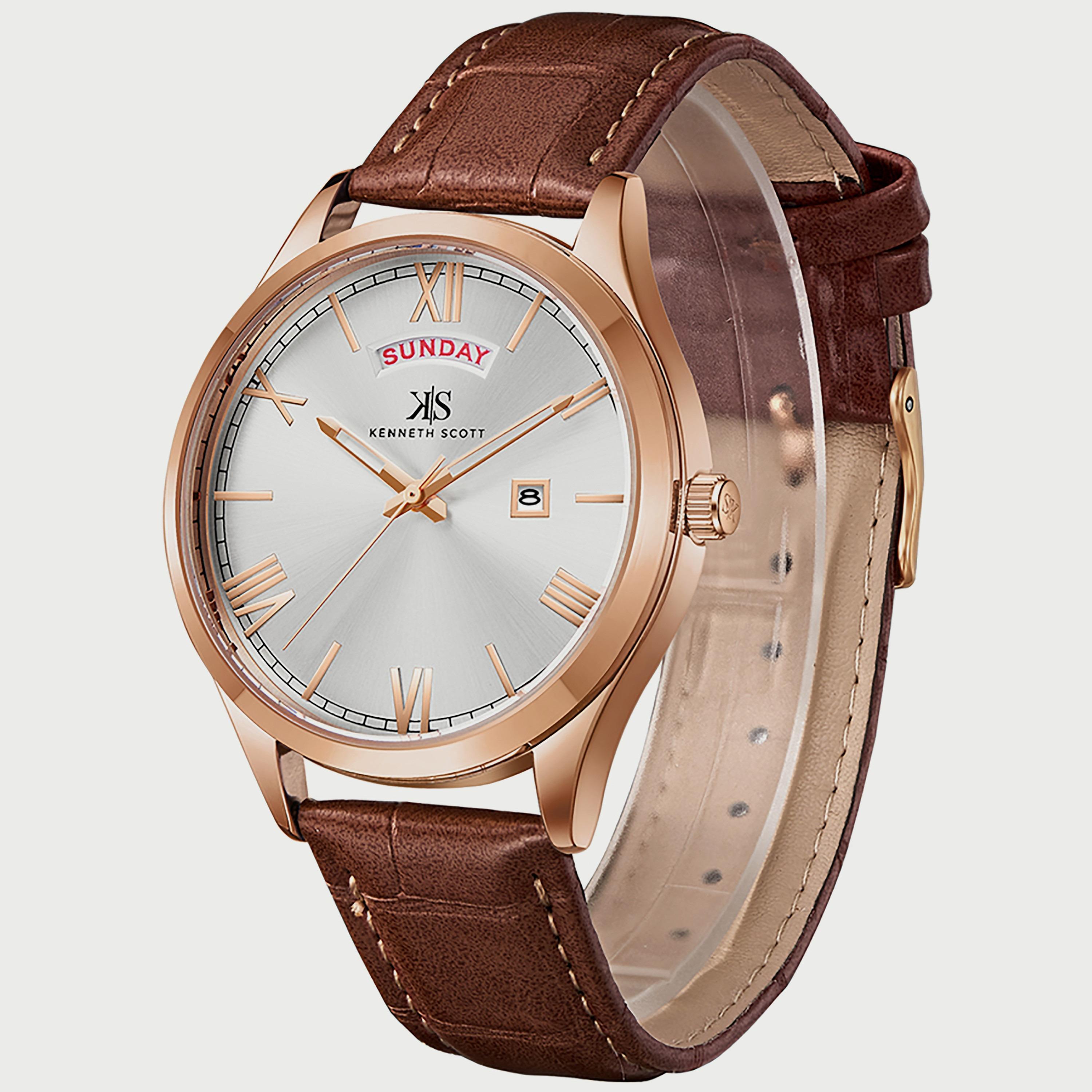 K22014-RLDW "ساعة" أنالوج بسوار بولي يوريثين مع لون بني للرجال من كينيث سكوت -men-watchesandjewellery-watches-image-2