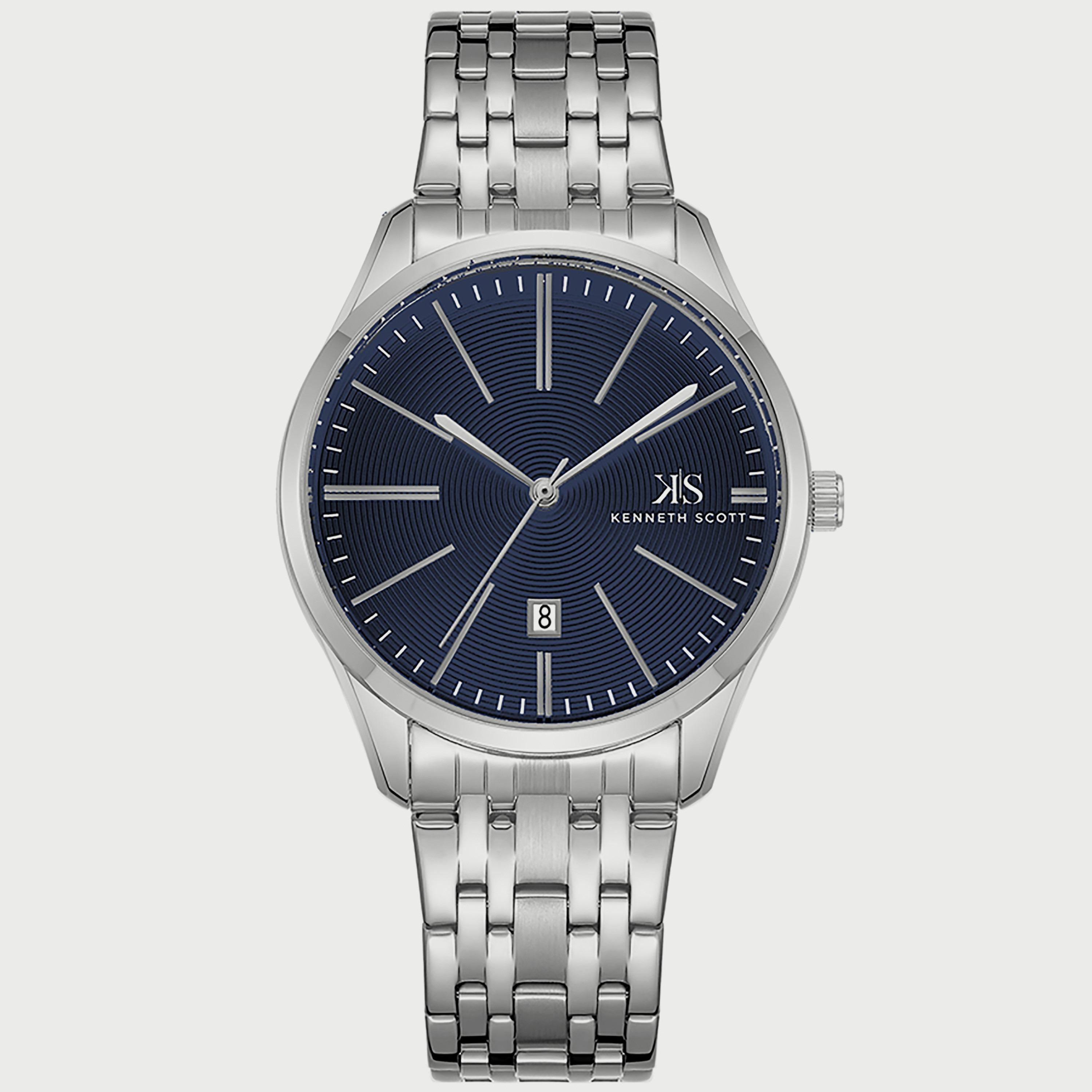 K22015-SBSB "ساعة" أنالوج فضية بسوار ستانلس ستيل من كينيث سكوت للرجال -men-watchesandjewellery-watches-image-1