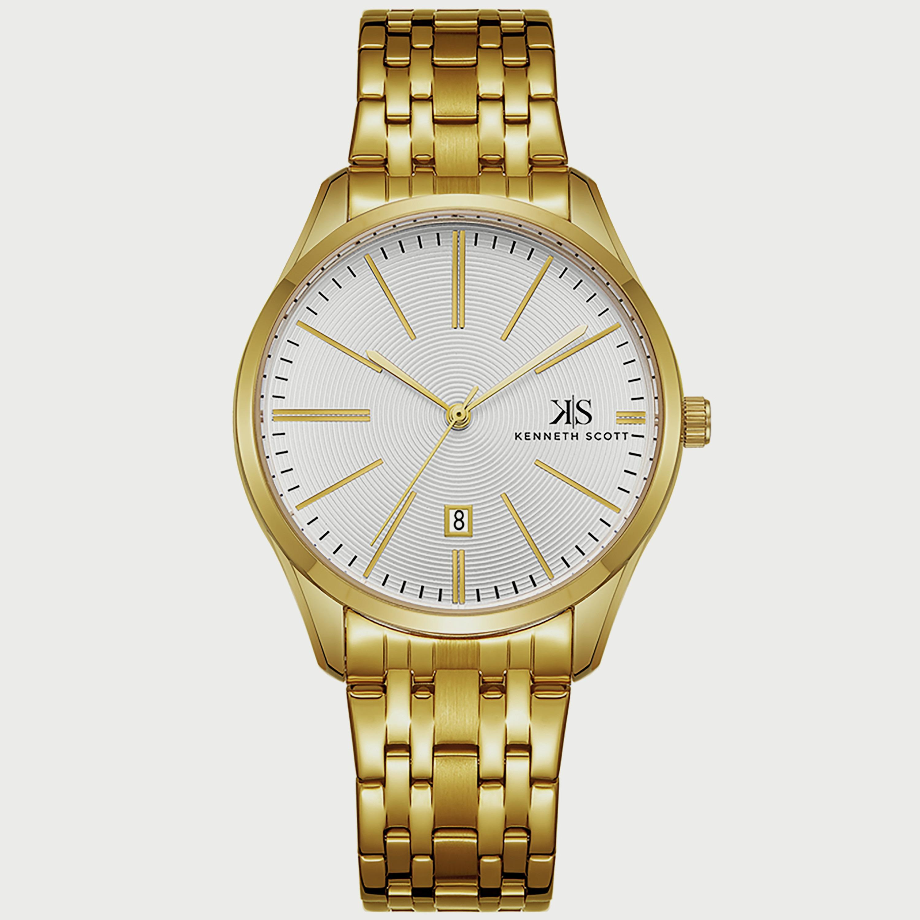 K22015-GBGW "ساعة" أنالوج ذهبية بسوار ستانلس ستيل من كينيث سكوت للرجال -men-watchesandjewellery-watches-image-1