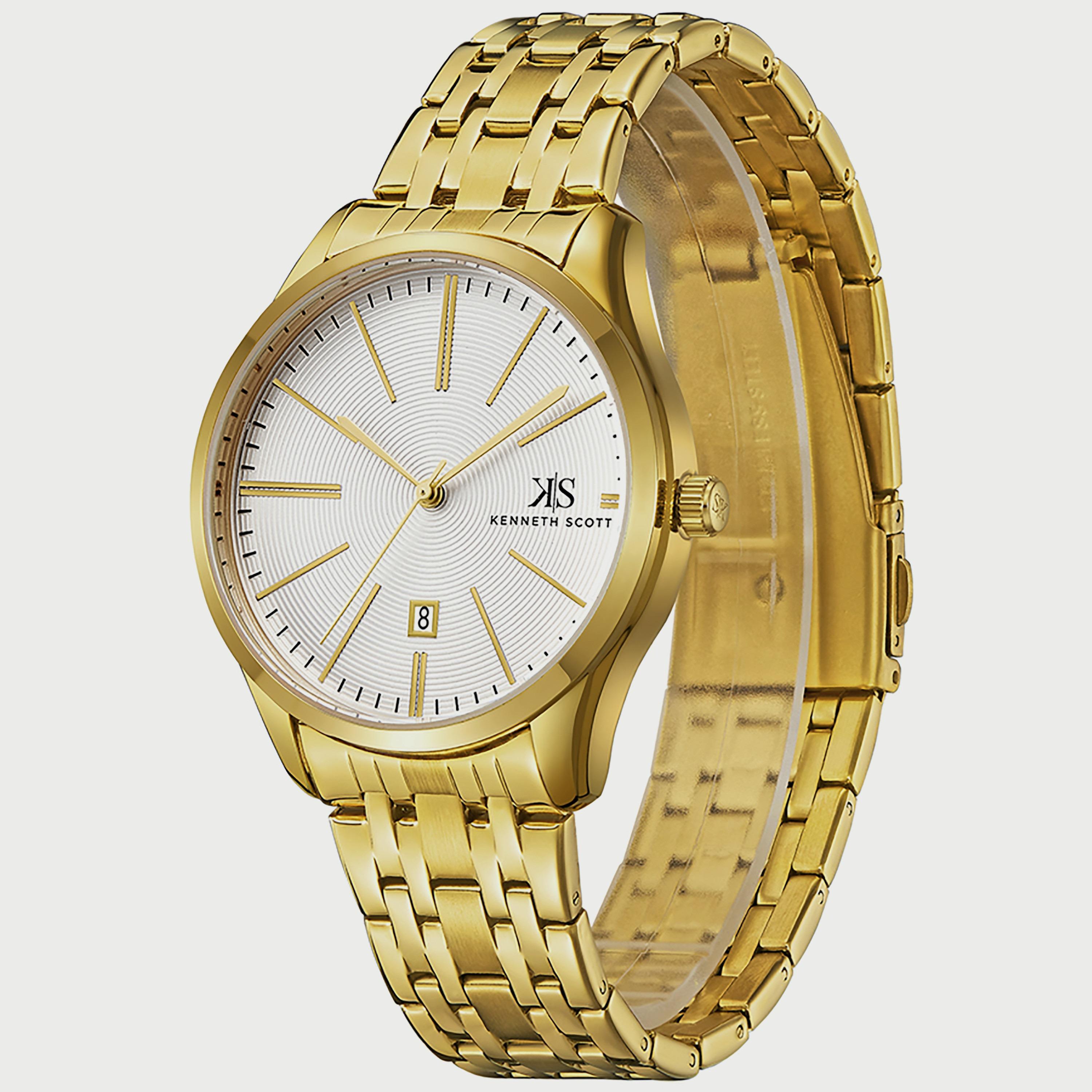 K22015-GBGW "ساعة" أنالوج ذهبية بسوار ستانلس ستيل من كينيث سكوت للرجال -men-watchesandjewellery-watches-image-2