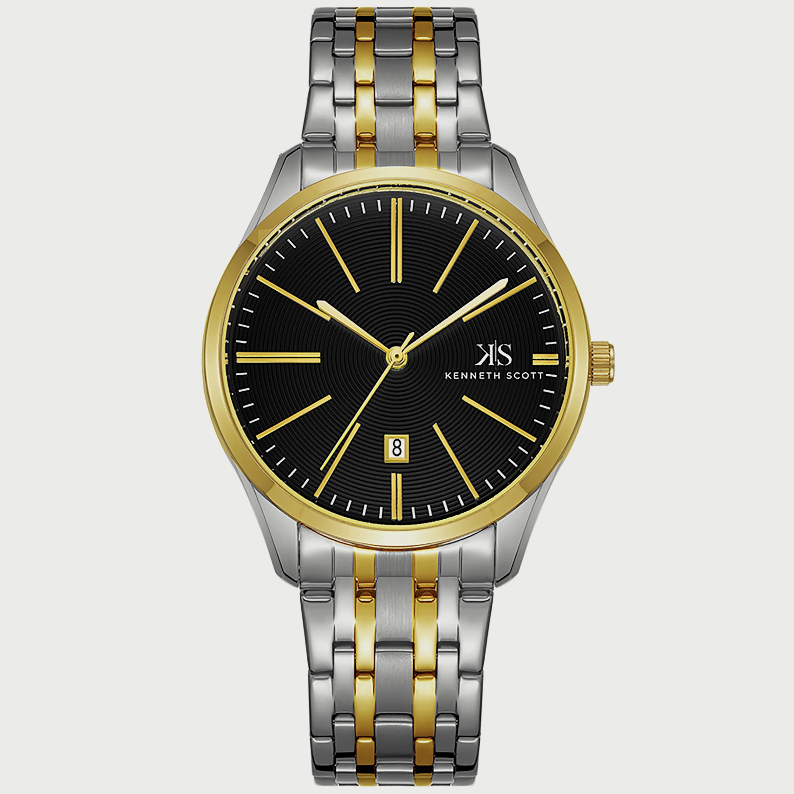 K22015-TBTB "ساعة" أنالوج فضية وذهبية بسوار ستانلس ستيل من كينيث سكوت للرجال -men-watchesandjewellery-watches-image-1
