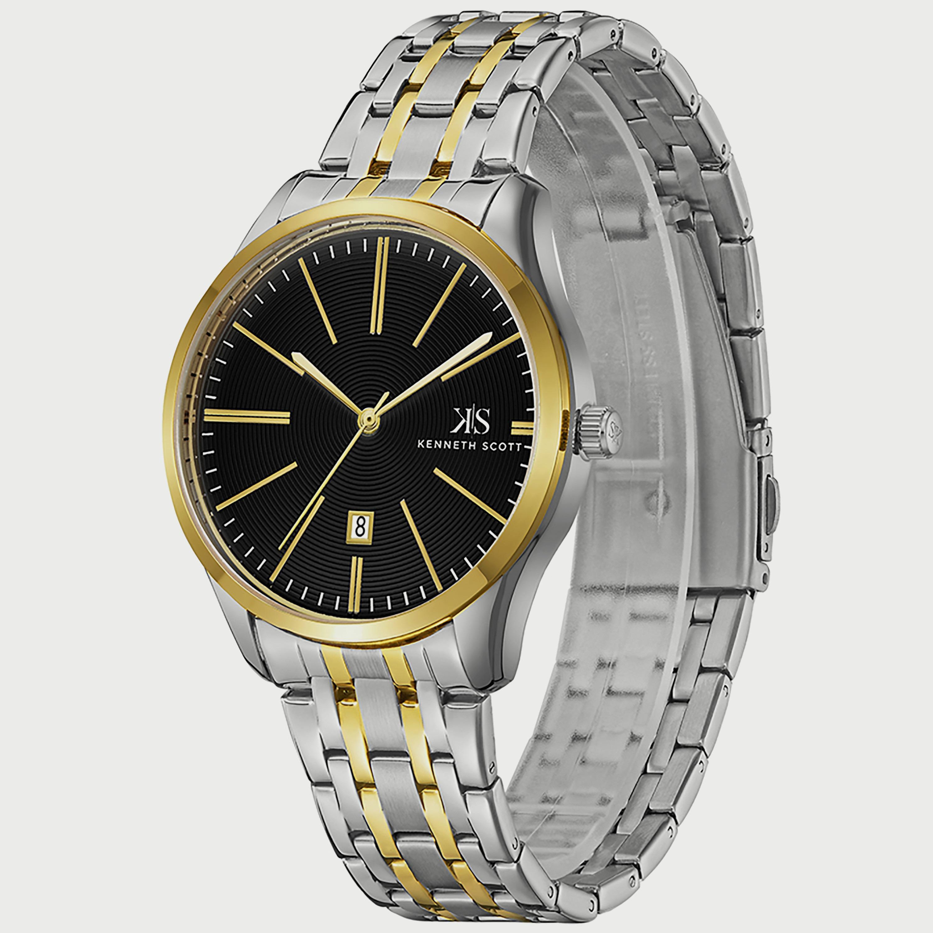 K22015-TBTB "ساعة" أنالوج فضية وذهبية بسوار ستانلس ستيل من كينيث سكوت للرجال -men-watchesandjewellery-watches-image-2