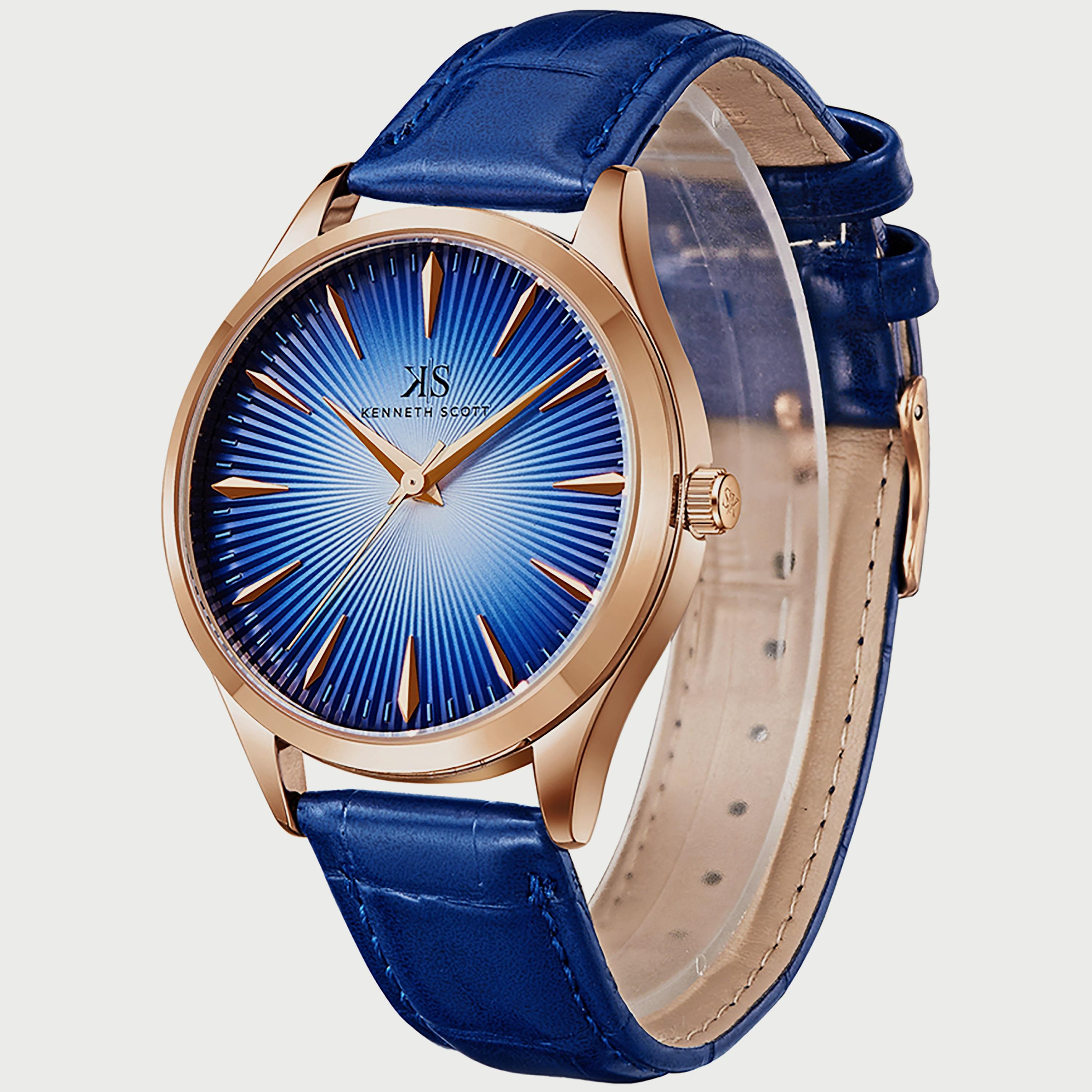 Kenneth Scott Men's Blue Analog Polyurethane Strap Watch K22016-RLNN | 40 MM-men-watchesandjewellery-watches-image-2
