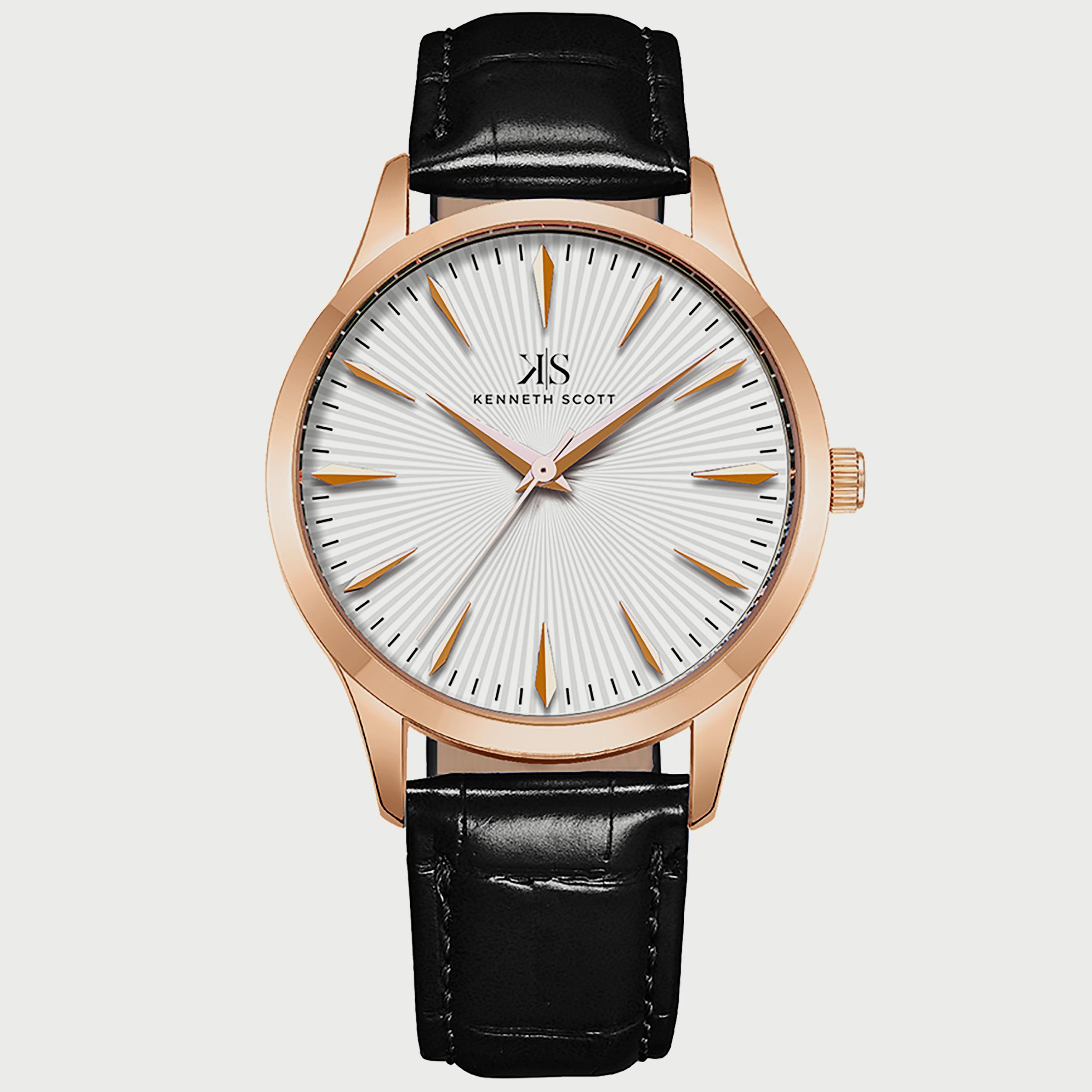 Kenneth Scott Men's Black Analog Polyurethane Strap Watch K22016-RLBW | 40 MM-men-watchesandjewellery-watches-image-1