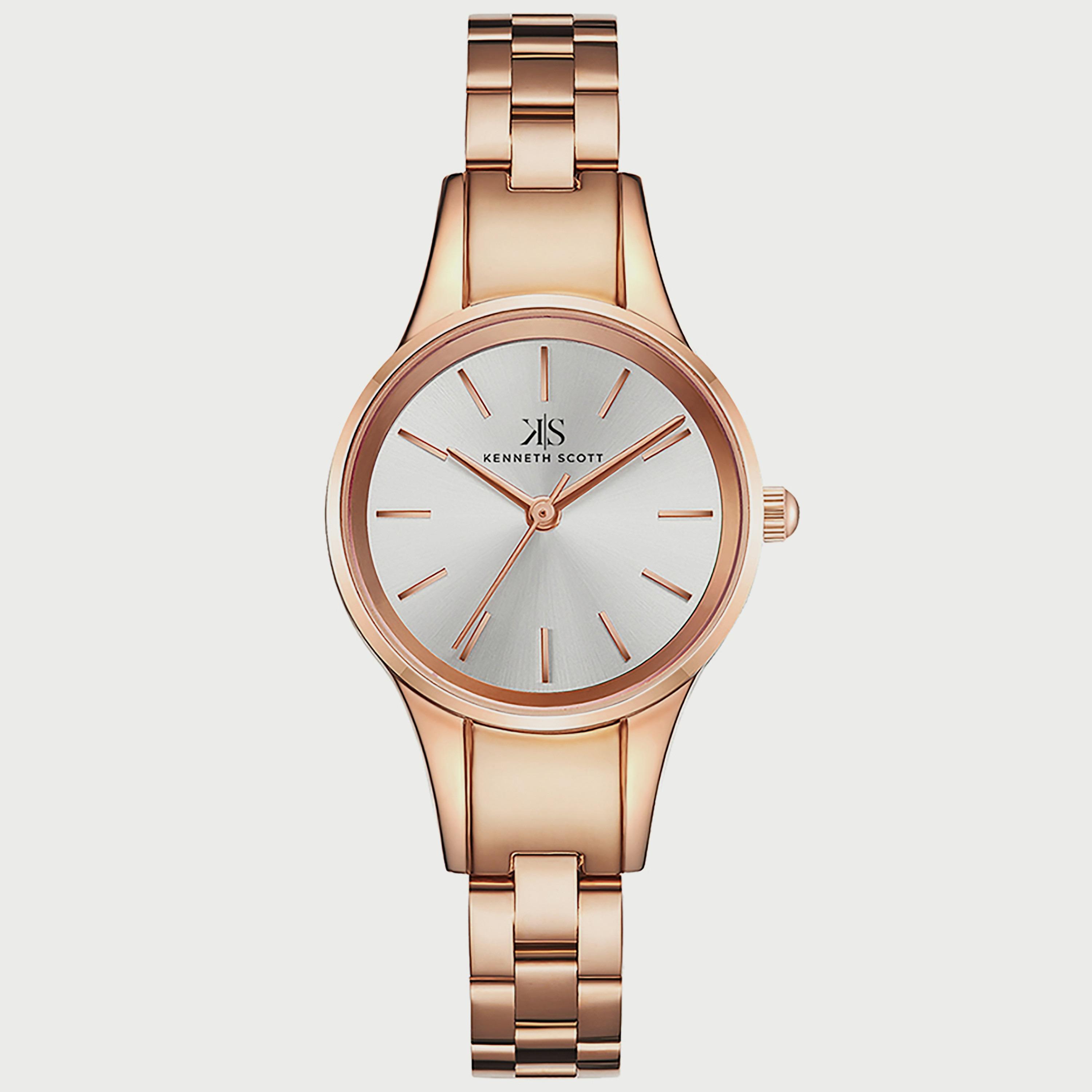 K22517-KBKW "ساعة" أنالوج ذهبية وردية بسوار ستانلس ستيل من كينيث سكوت للنساء -women-watchesandjewellery-watches-image-1