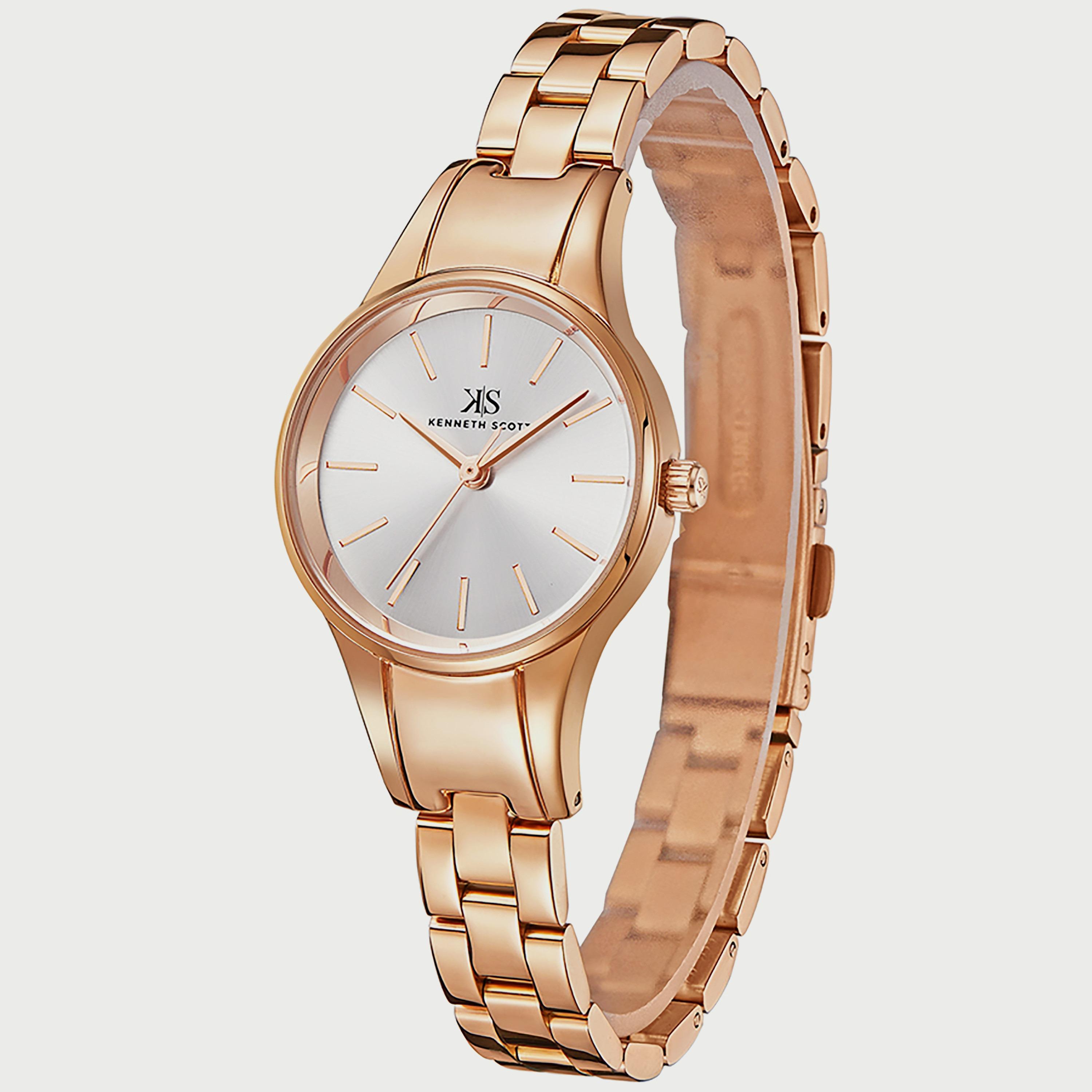 K22517-KBKW "ساعة" أنالوج ذهبية وردية بسوار ستانلس ستيل من كينيث سكوت للنساء -women-watchesandjewellery-watches-image-2