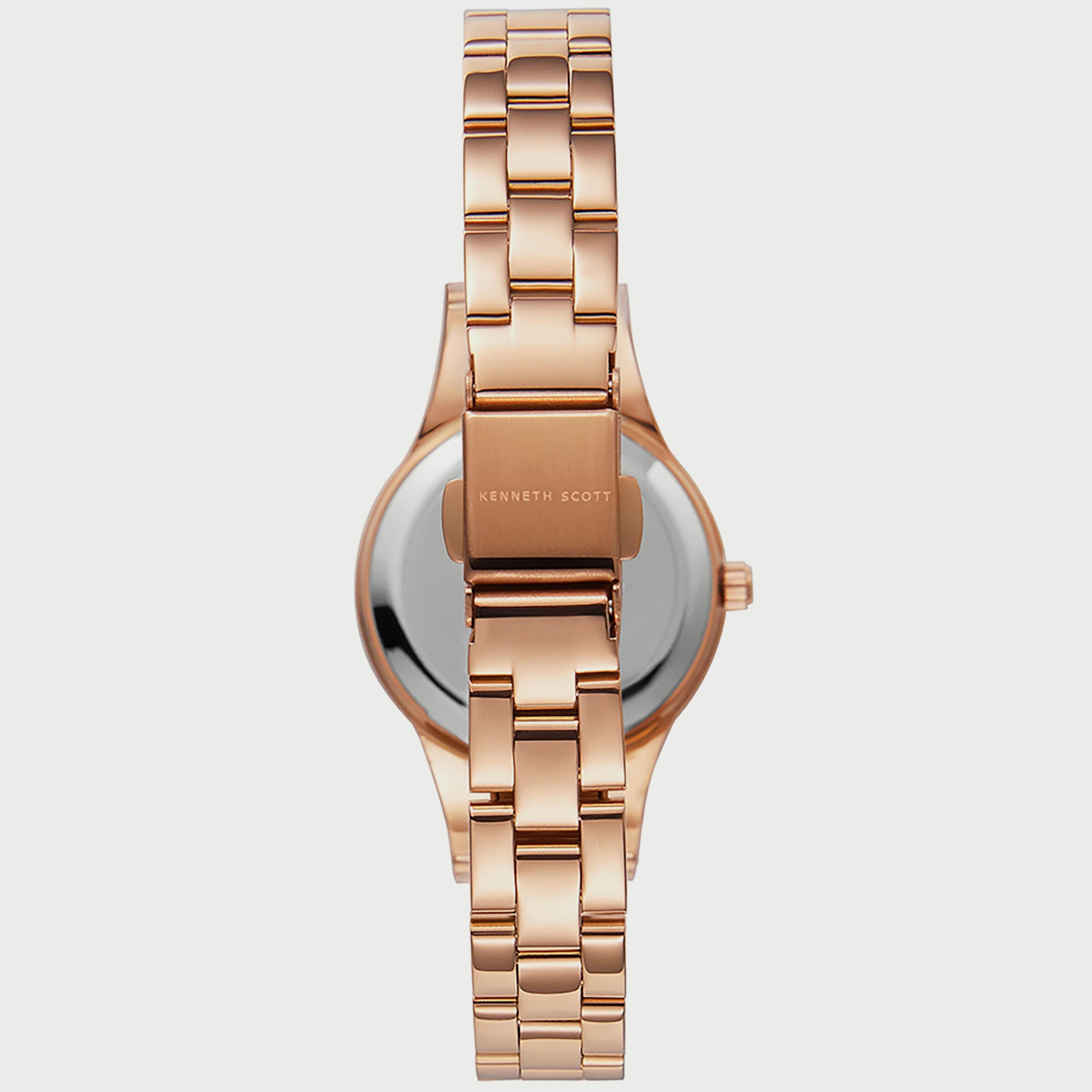 K22517-KBKW "ساعة" أنالوج ذهبية وردية بسوار ستانلس ستيل من كينيث سكوت للنساء -women-watchesandjewellery-watches-image-3