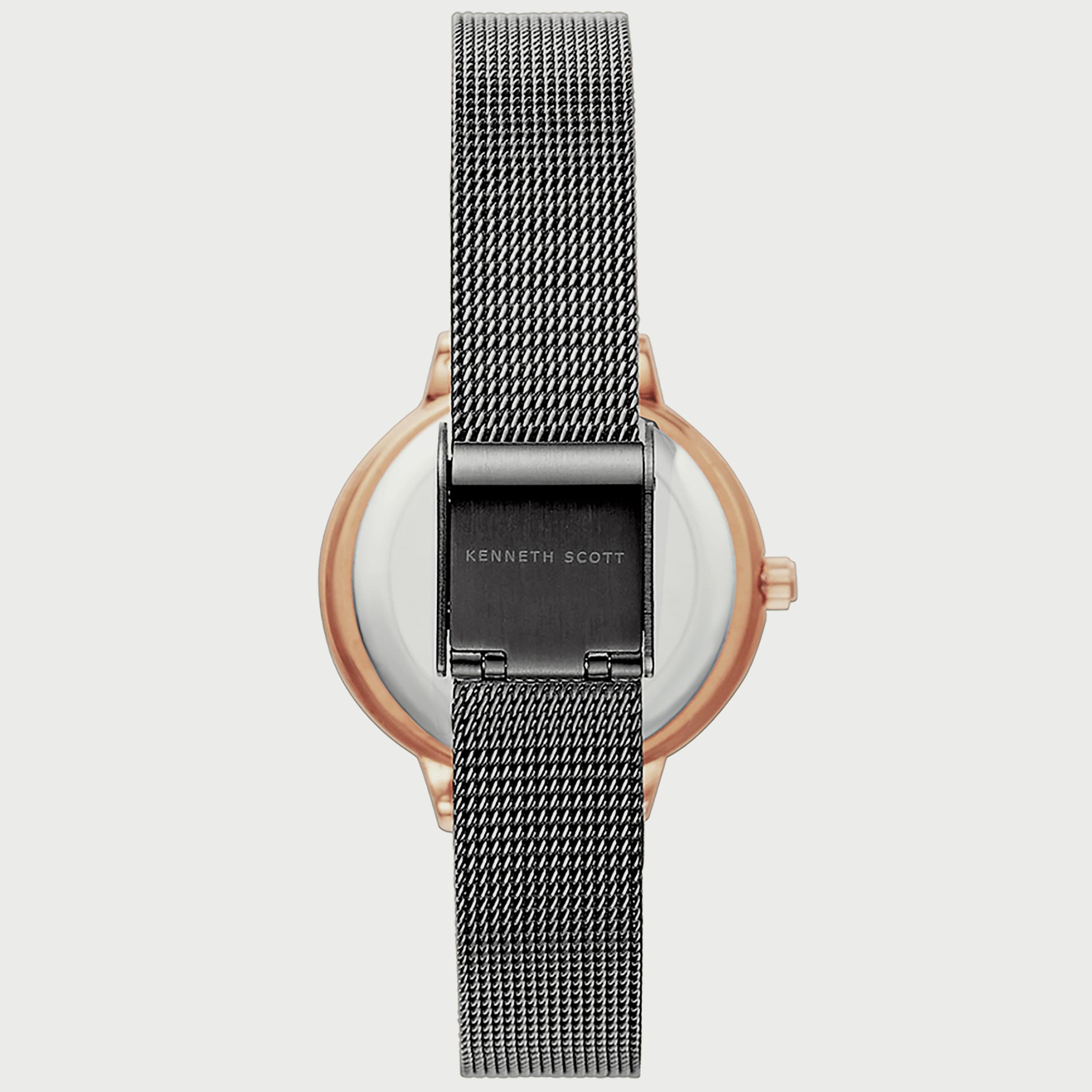 K22519-KMBB "ساعة" أنالوج سوداء بسوار ستانلس ستيل من كينيث سكوت للنساء -women-watchesandjewellery-watches-image-3
