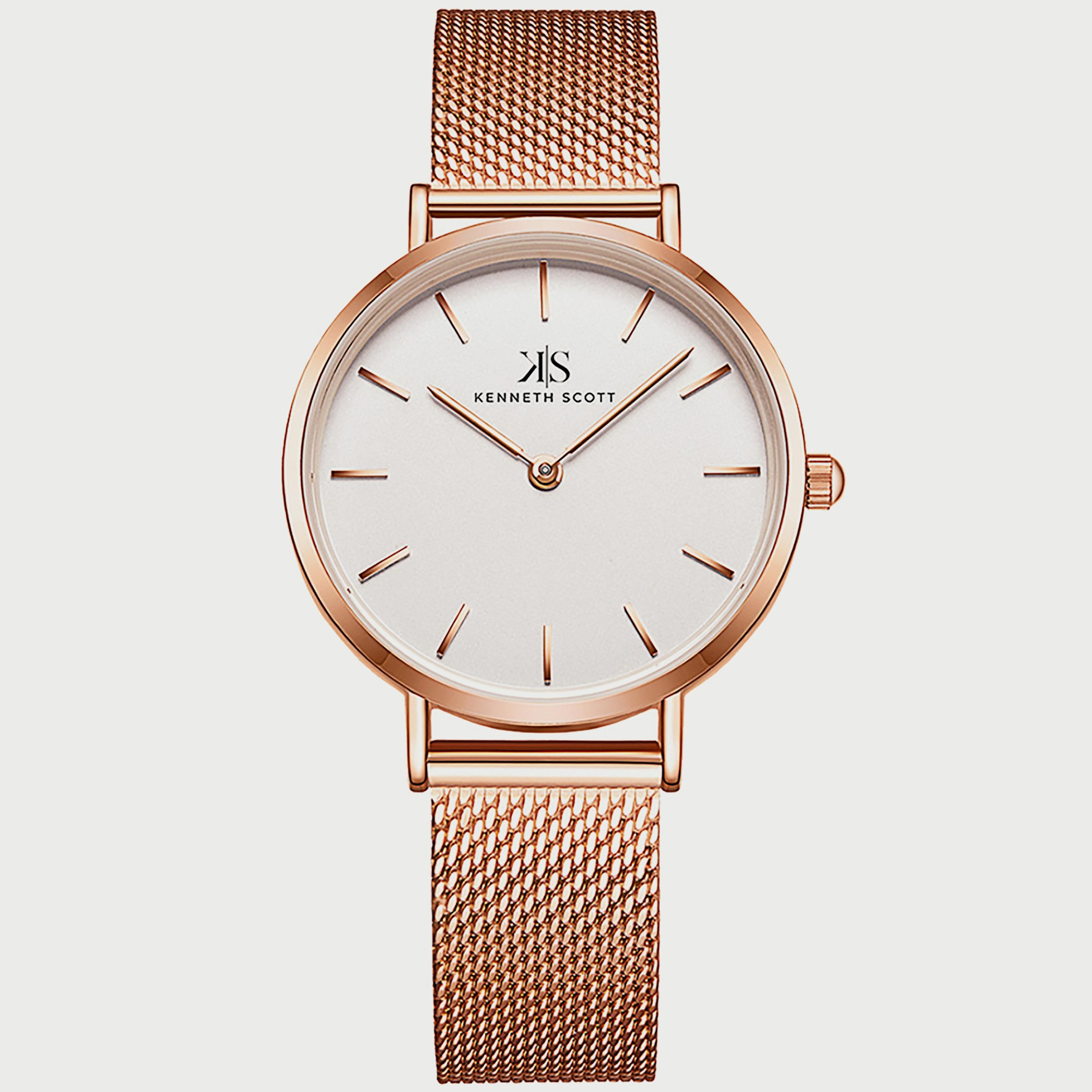 K22519-RMKW "ساعة" أنالوج ذهبية وردية بسوار ستانلس ستيل من كينيث سكوت للنساء -women-watchesandjewellery-watches-image-1