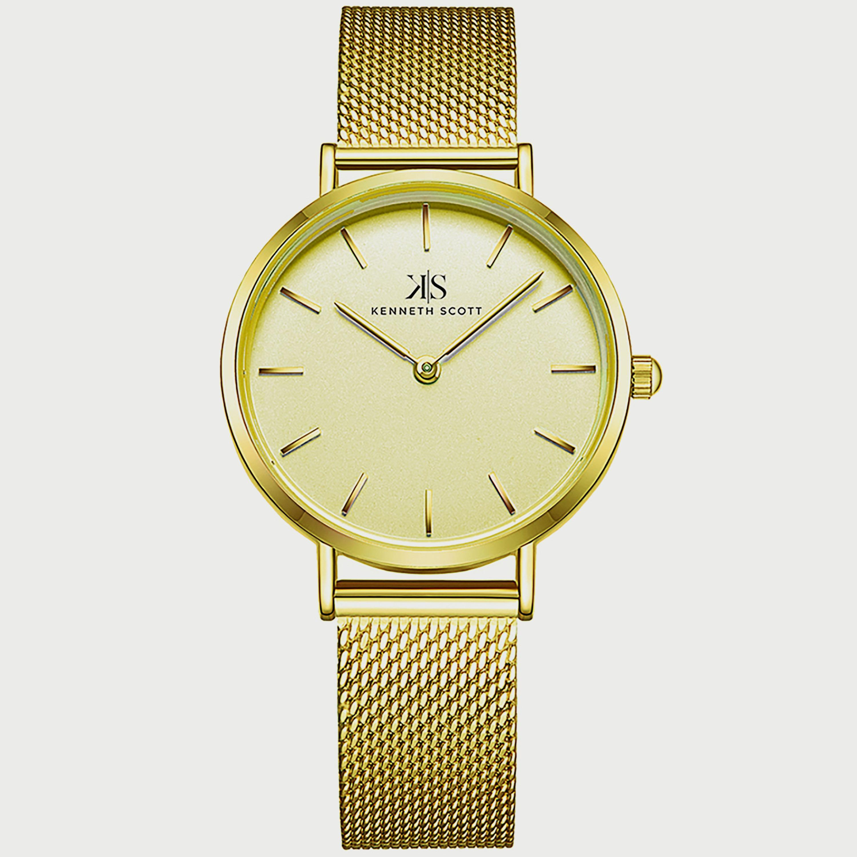 Kenneth Scott Women's Gold Analog Stainless Steel Strap Watch K22519-GMGC | 32 MM-women-watchesandjewellery-watches-image-1