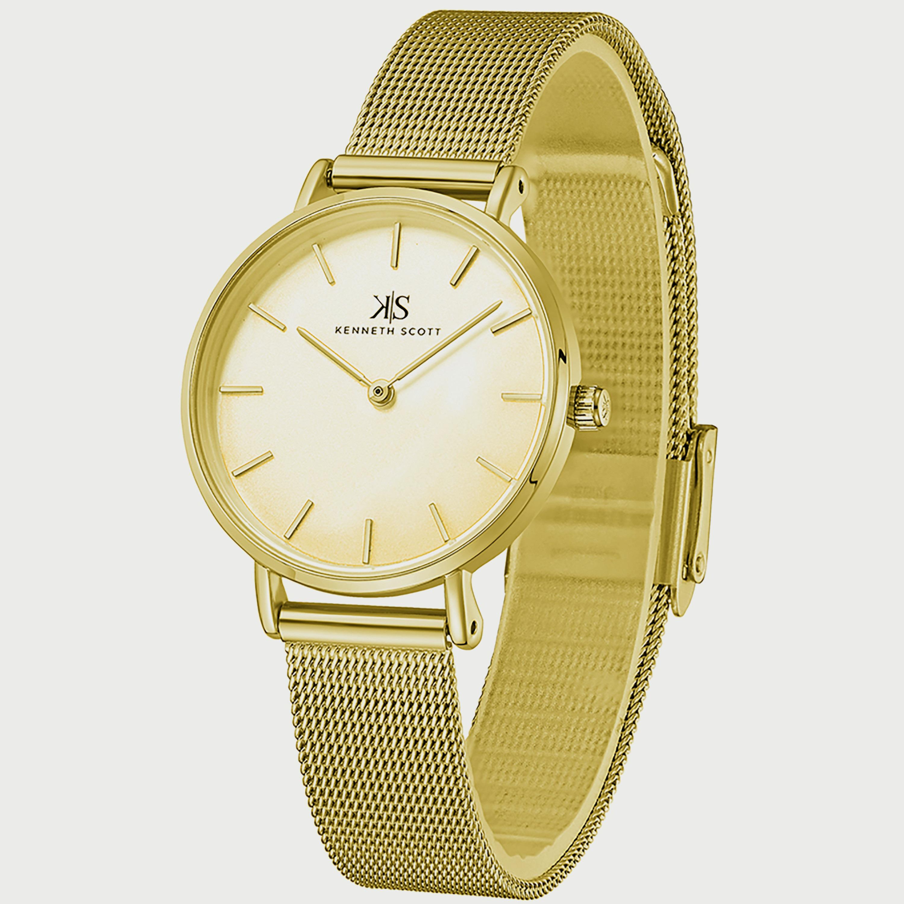 Kenneth Scott Women's Gold Analog Stainless Steel Strap Watch K22519-GMGC | 32 MM-women-watchesandjewellery-watches-image-2