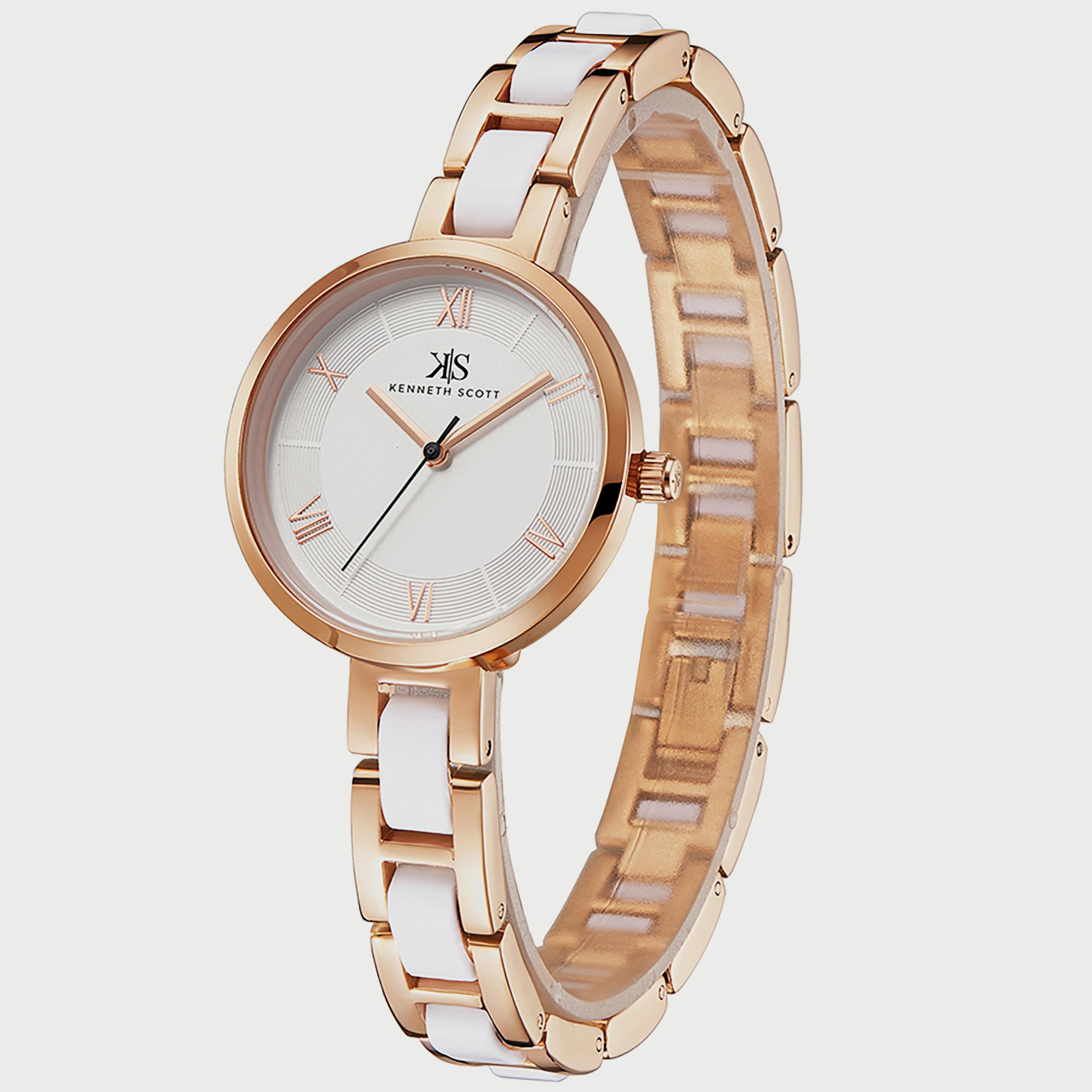 K22521-KCWW "ساعة" كينيث سكوت بسوار أنالوج الاي بلون فضي وذهبي وردي للنساء -women-watchesandjewellery-watches-image-2