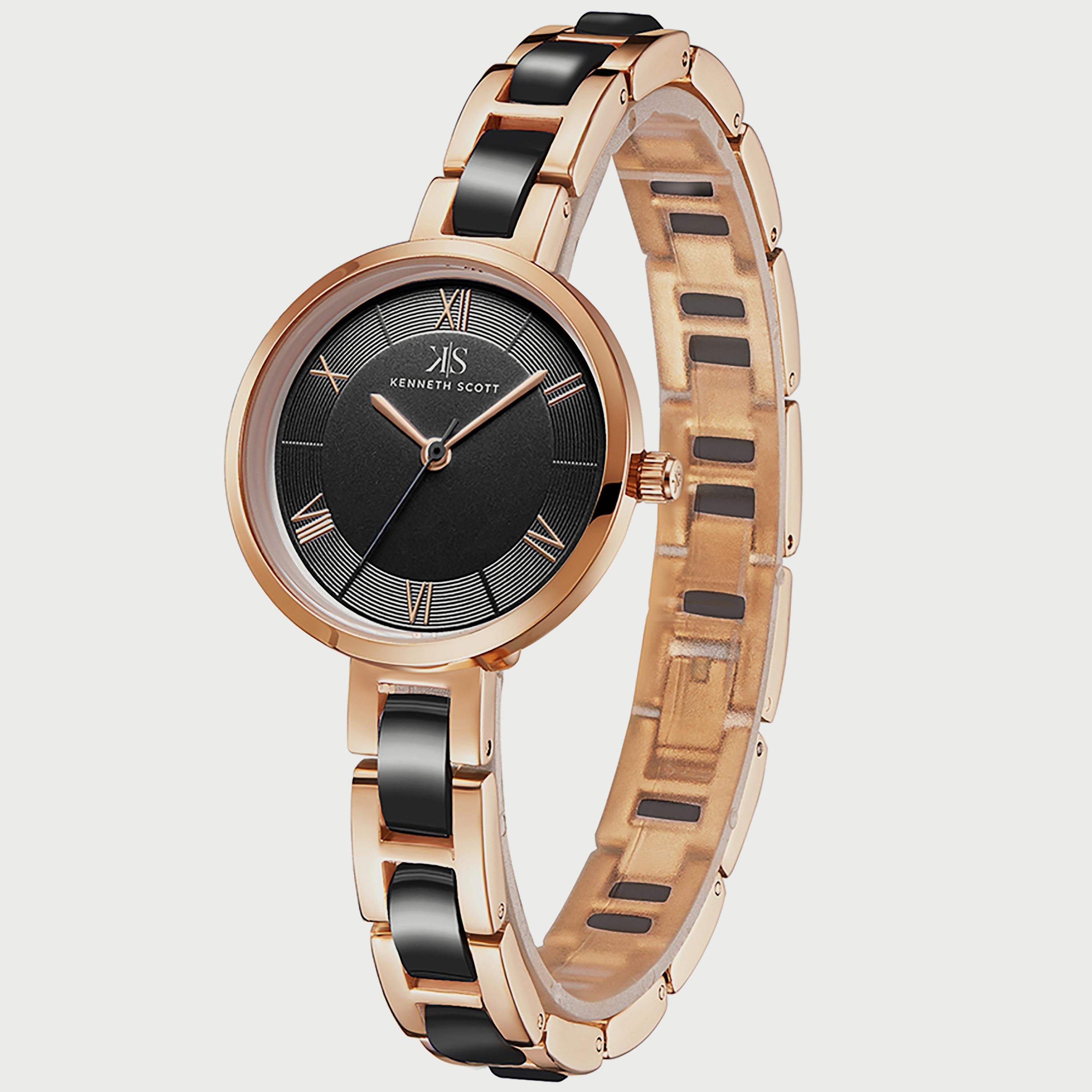 K22521-KCBB "ساعة" كينيث سكوت بسوار أنالوج الاي بلون اسود وذهبي وردي للنساء -women-watchesandjewellery-watches-image-2