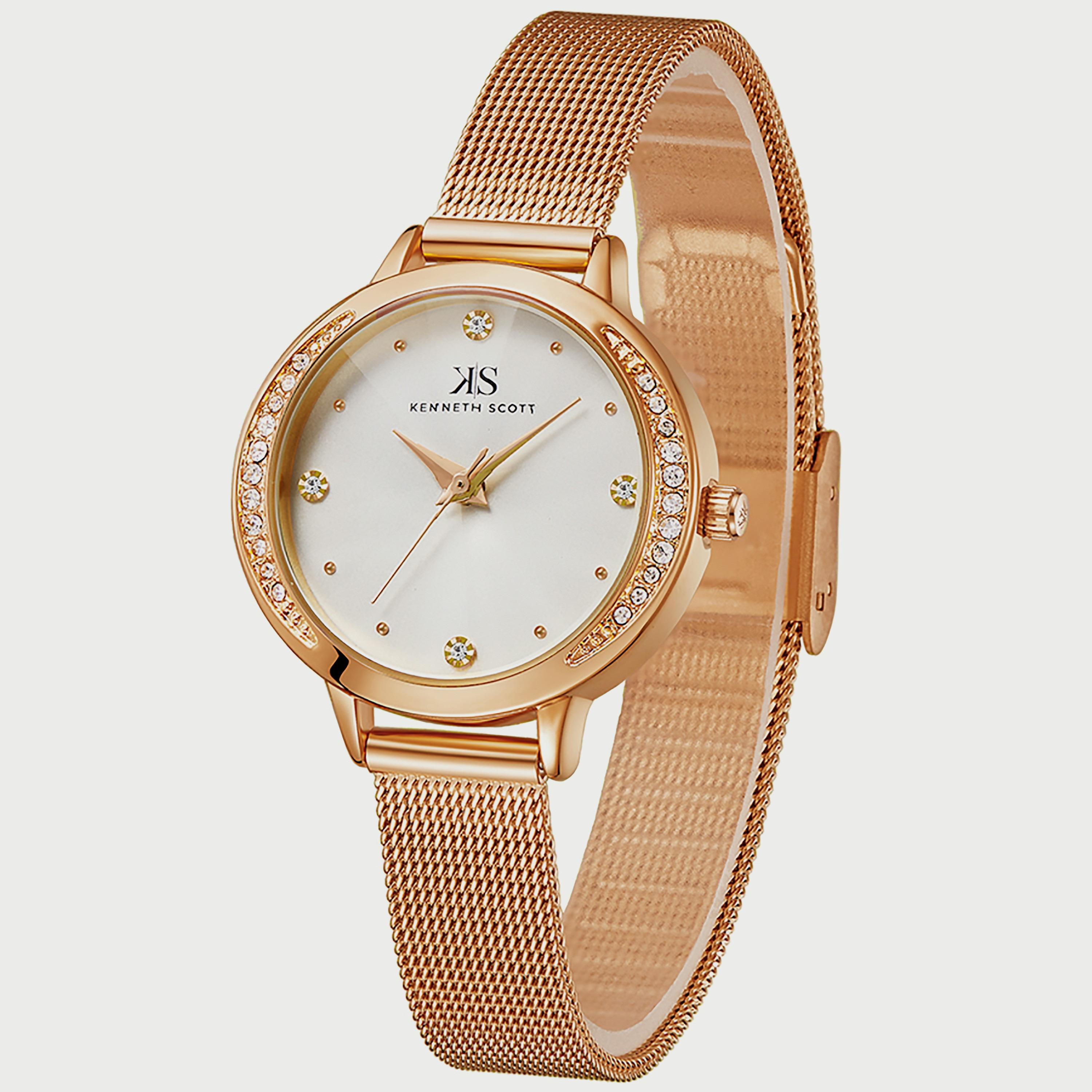 K22523-RMKW "ساعة" أنالوج ذهبية وردية بسوار ستانلس ستيل من كينيث سكوت للنساء -women-watchesandjewellery-watches-image-2