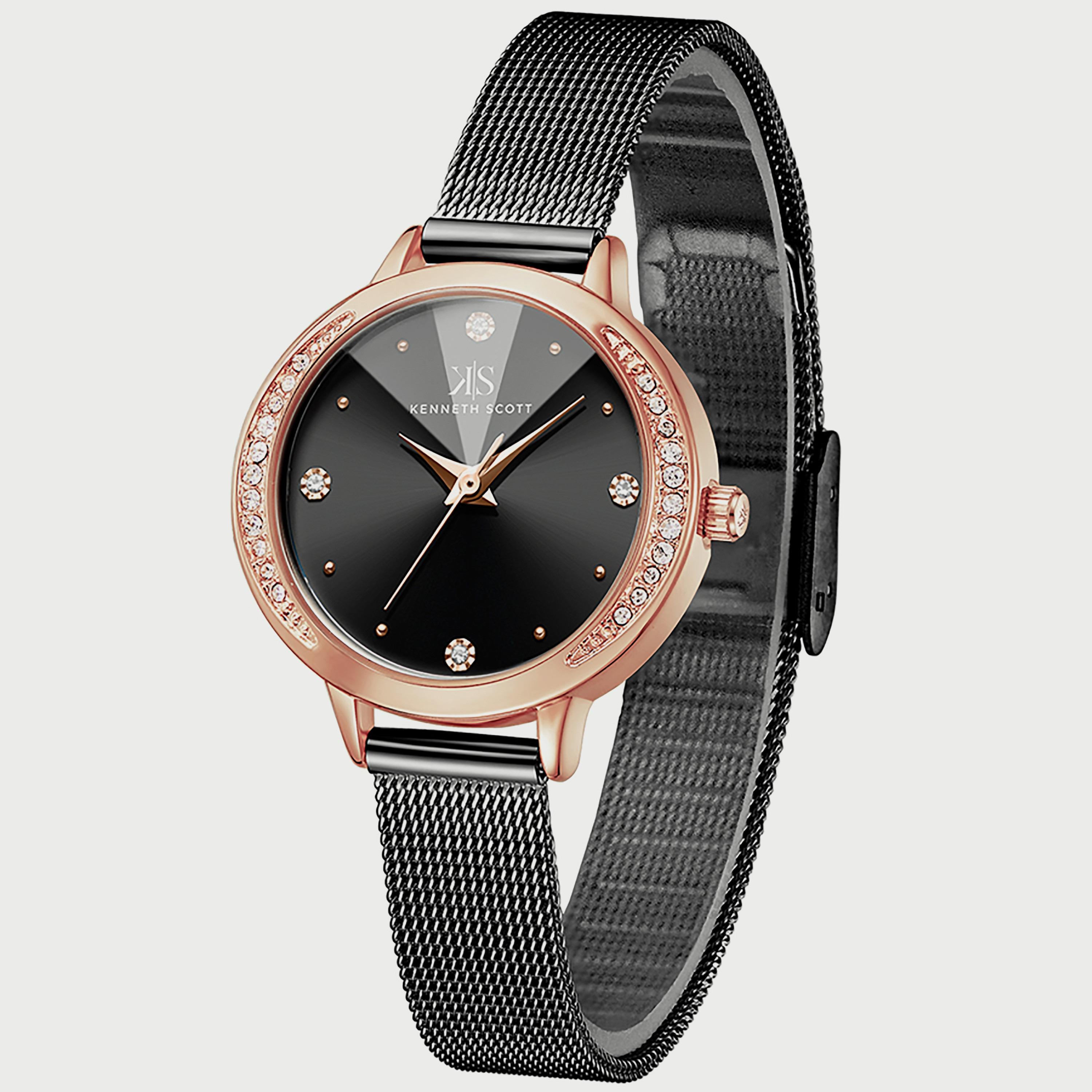 Kenneth Scott Women's Black Analog Stainless Steel Strap Watch K22523-RMBB-women-watchesandjewellery-watches-image-2