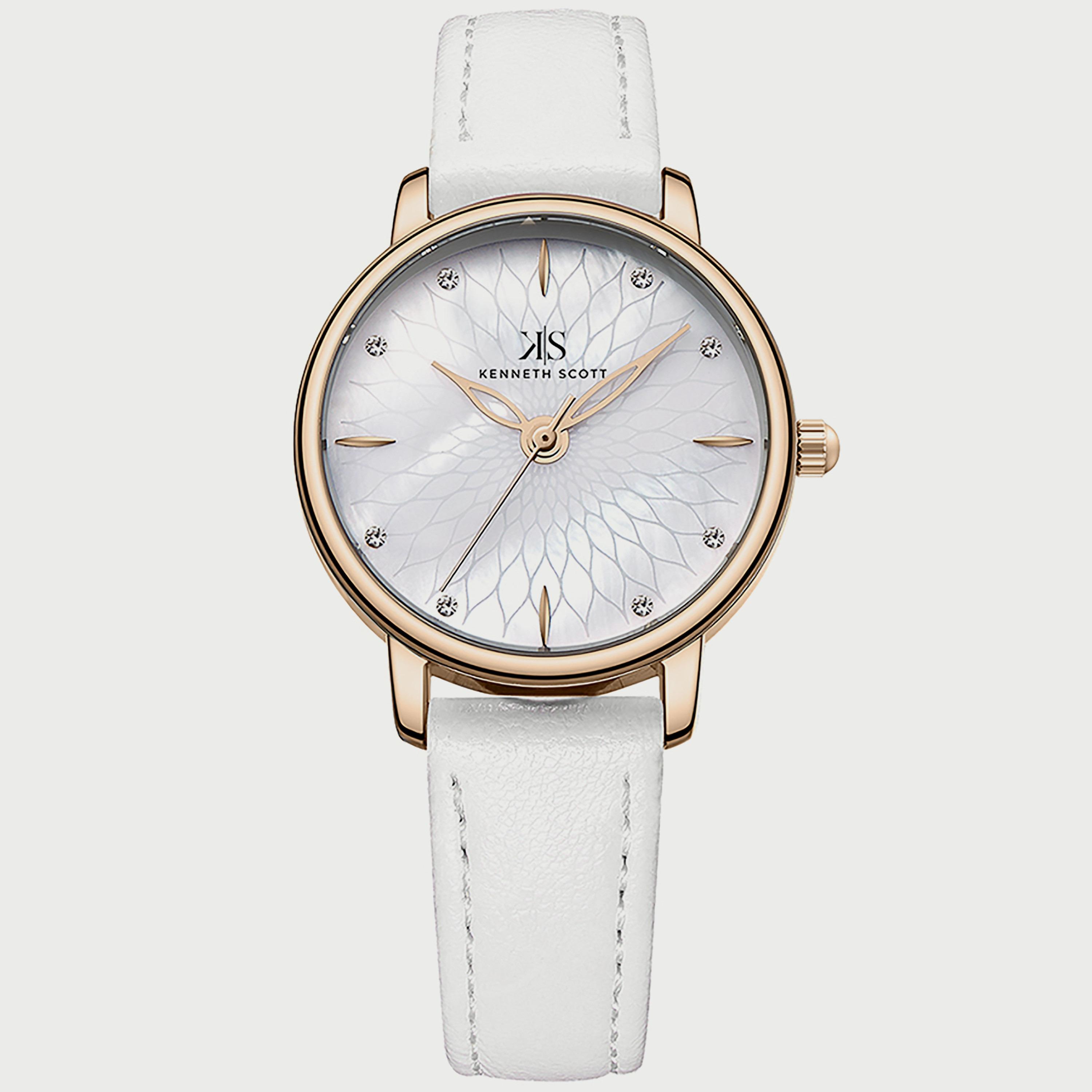 K22524-KLWM "ساعة" أنالوج بسوار بولي يوريثين مع لون ابیض للنساء من كينيث سكوت -women-watchesandjewellery-watches-image-1