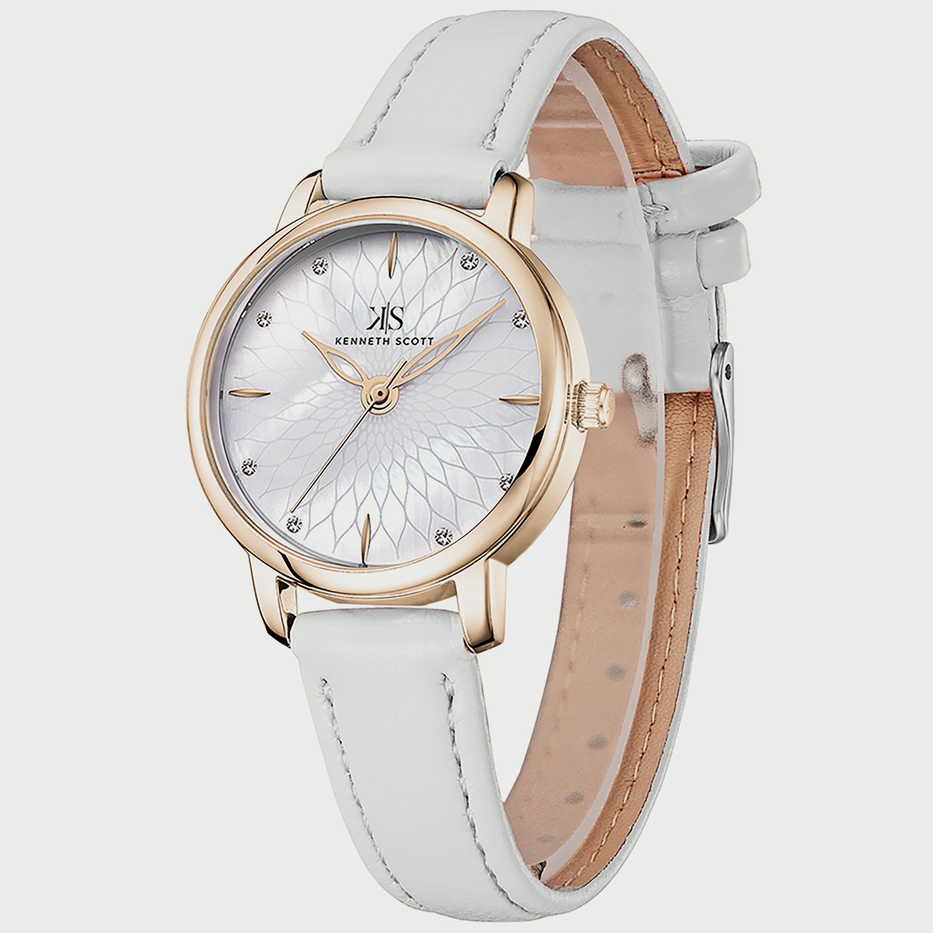 K22524-KLWM "ساعة" أنالوج بسوار بولي يوريثين مع لون ابیض للنساء من كينيث سكوت -women-watchesandjewellery-watches-image-2