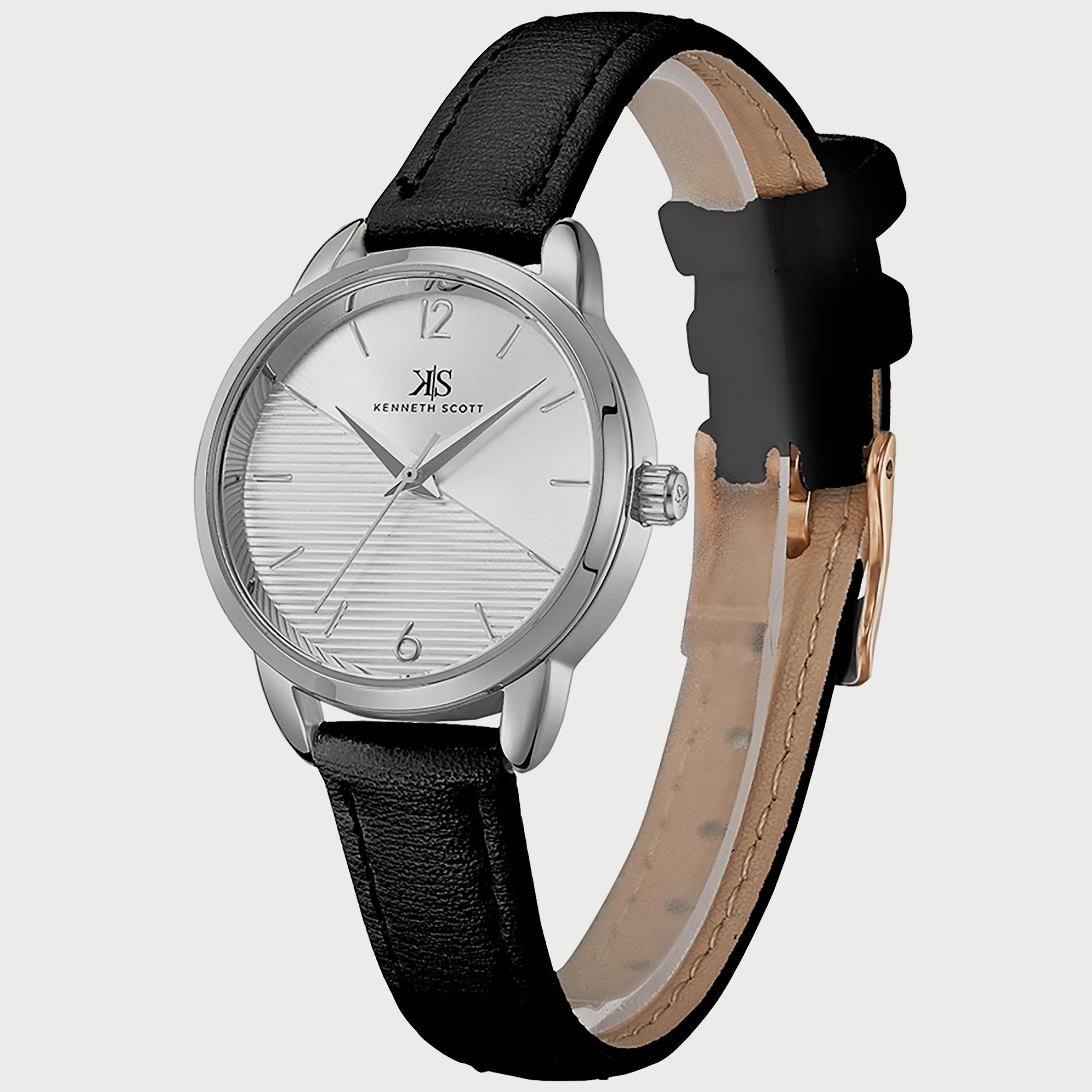 K22526-SLBW "ساعة" أنالوج بسوار بولي يوريثين مع لون اسود للنساء من كينيث سكوت -women-watchesandjewellery-watches-image-2