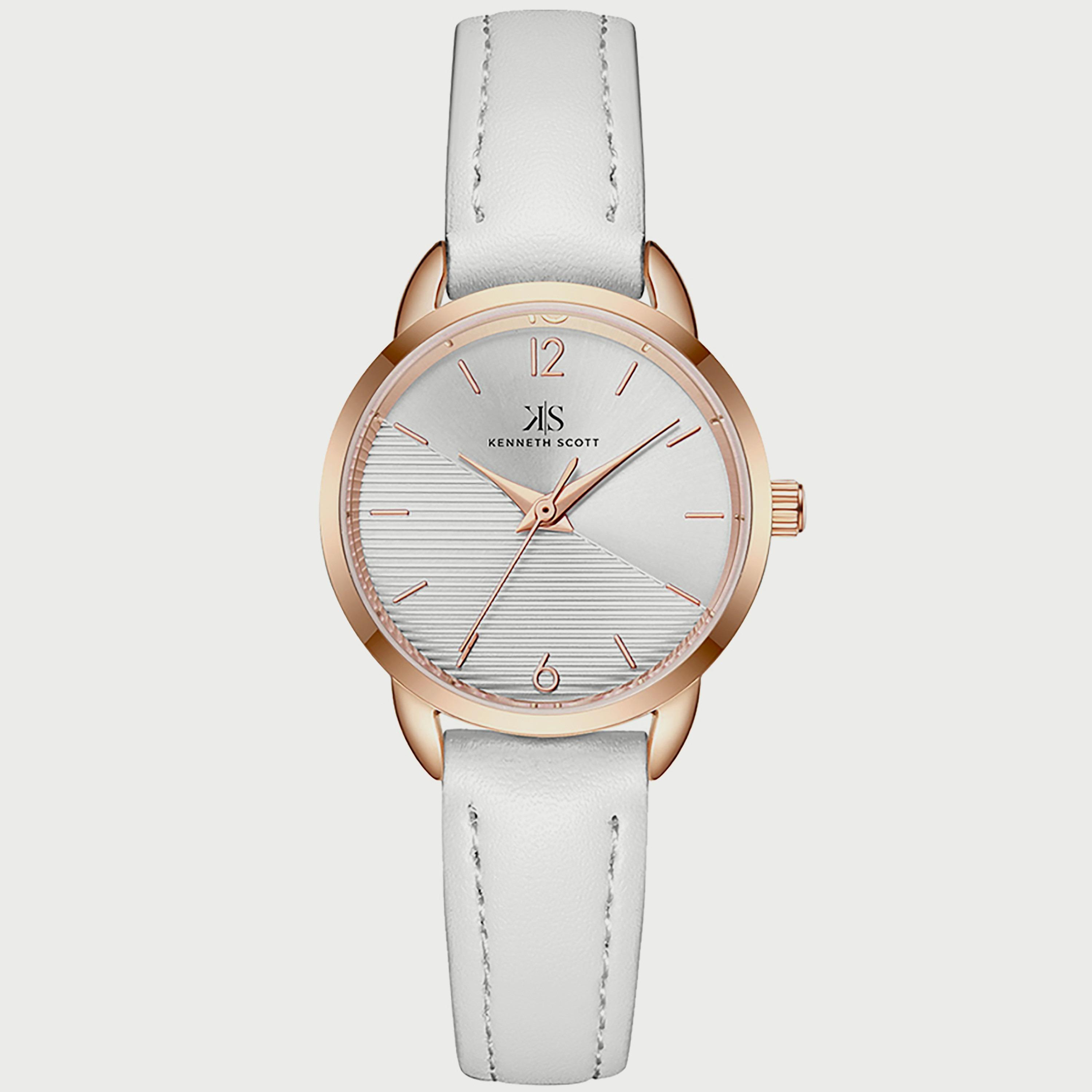 K22526-RLWW "ساعة" أنالوج بسوار بولي يوريثين مع لون ابیض للنساء من كينيث سكوت -women-watchesandjewellery-watches-image-1