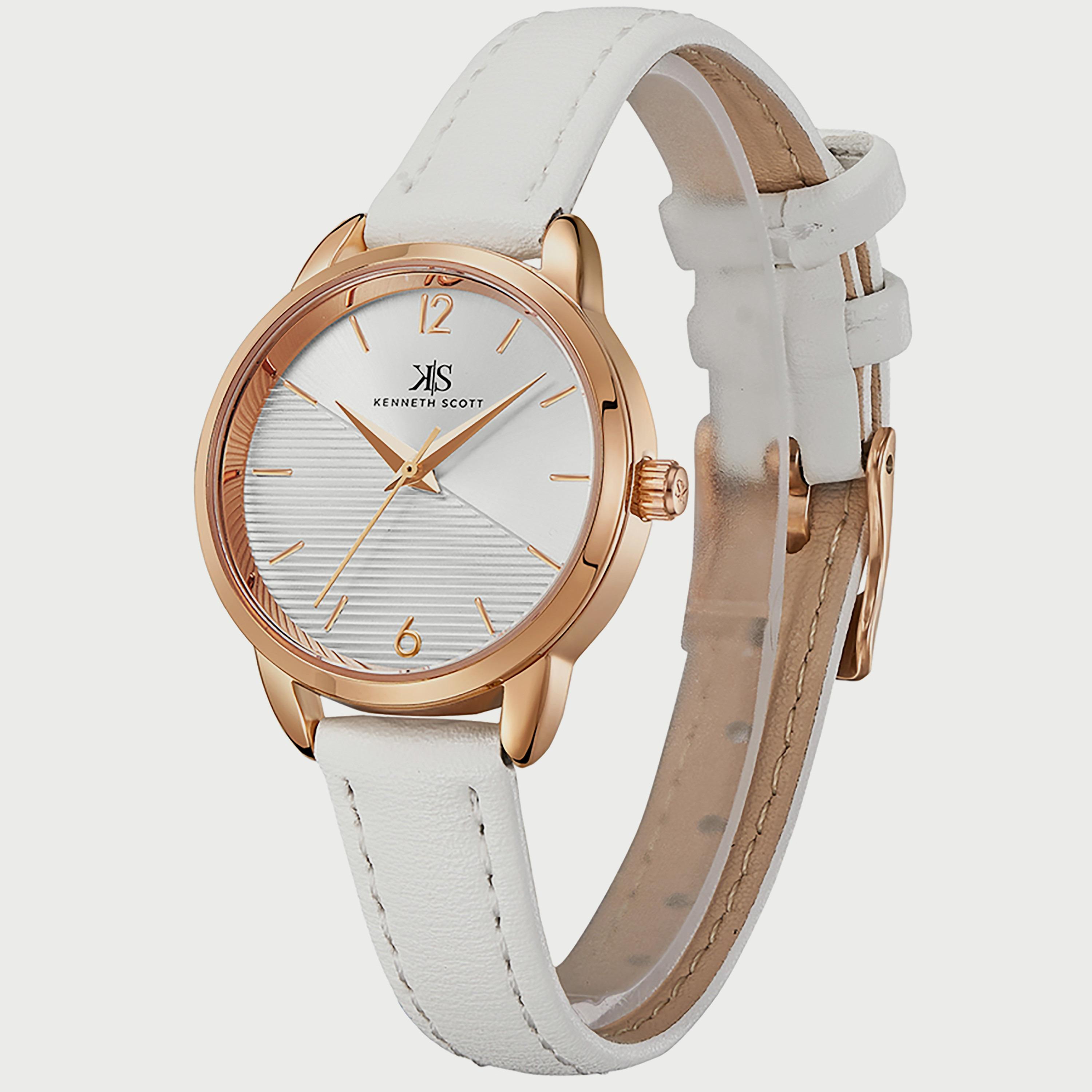 K22526-RLWW "ساعة" أنالوج بسوار بولي يوريثين مع لون ابیض للنساء من كينيث سكوت -women-watchesandjewellery-watches-image-2