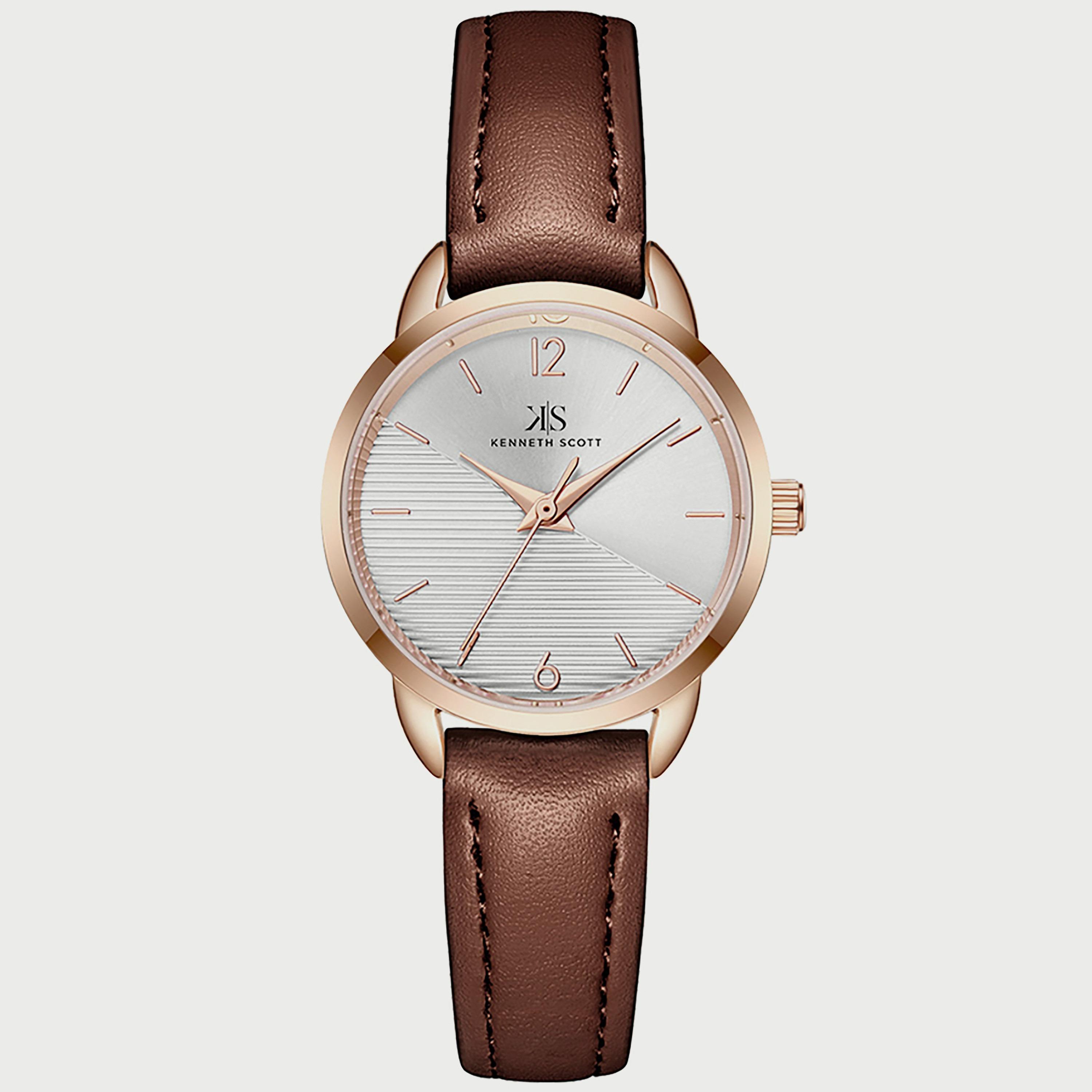 K22526-RLDW "ساعة" أنالوج بسوار بولي يوريثين مع لون بني للنساء من كينيث سكوت -women-watchesandjewellery-watches-image-1