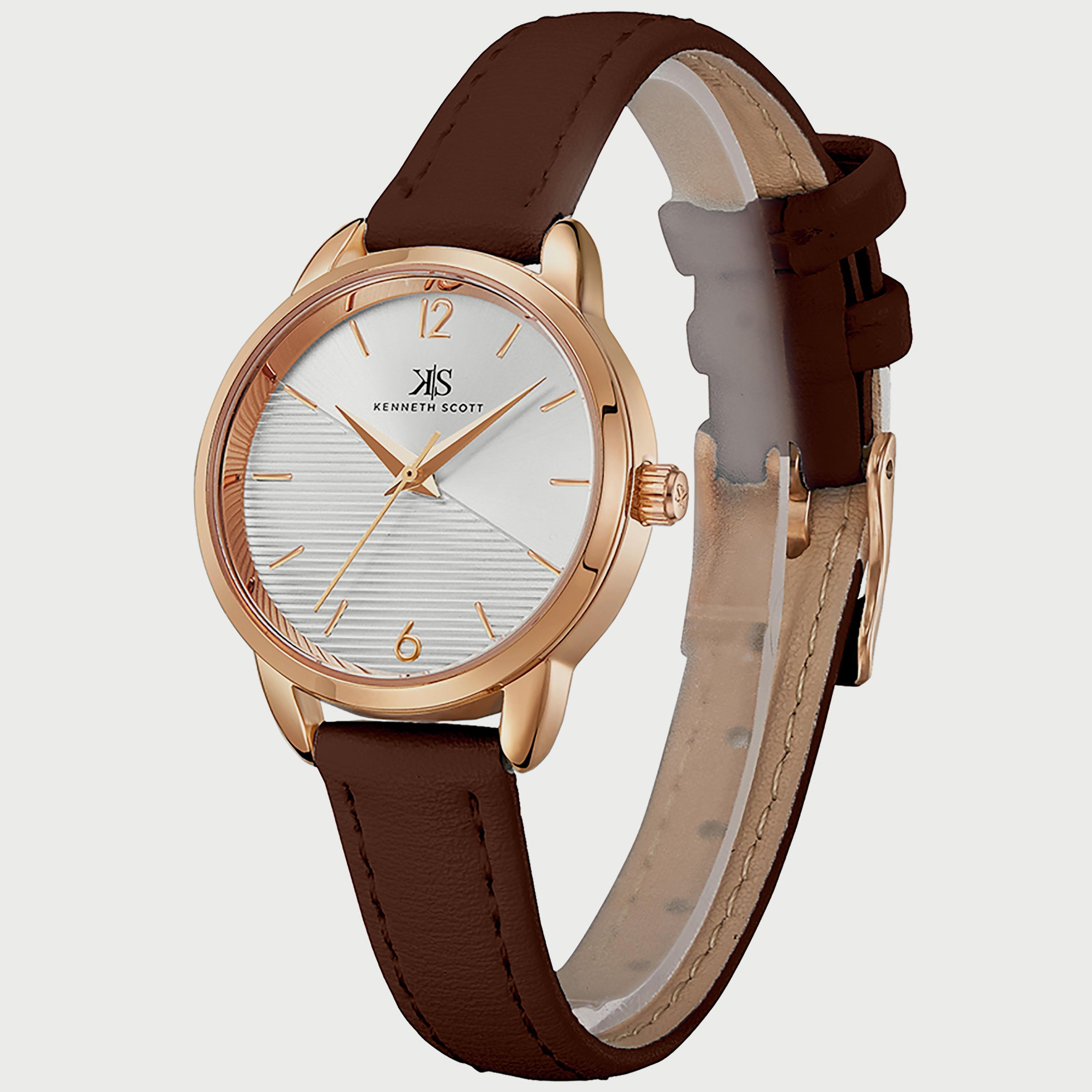 K22526-RLDW "ساعة" أنالوج بسوار بولي يوريثين مع لون بني للنساء من كينيث سكوت -women-watchesandjewellery-watches-image-2