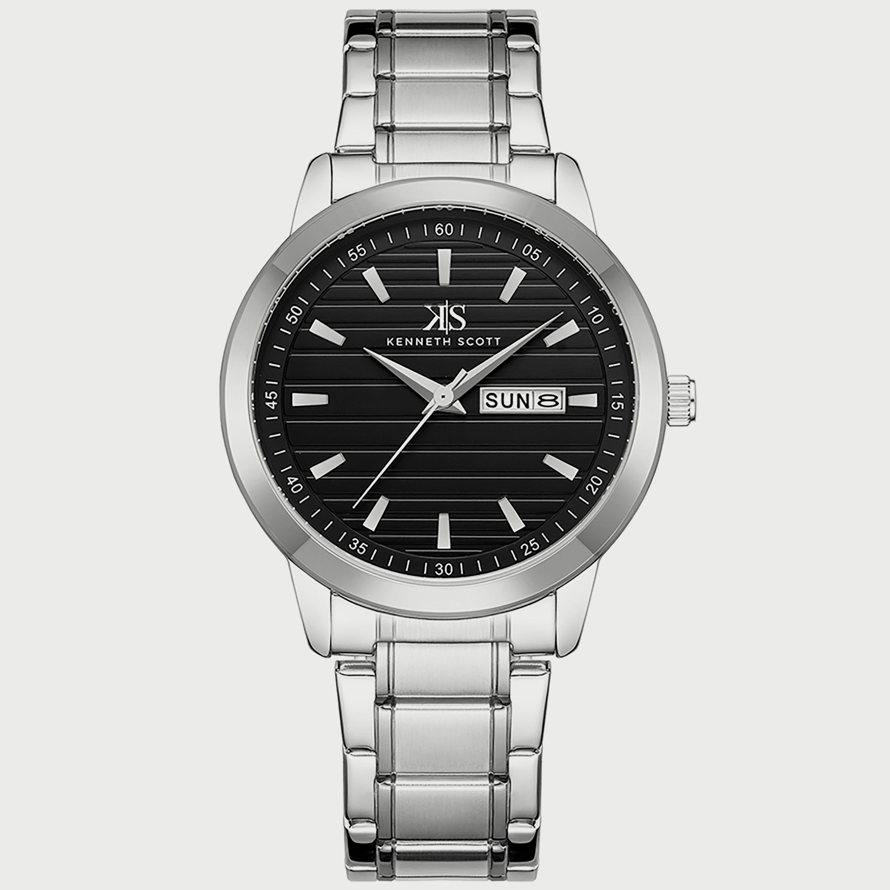 K22027-SBSB "ساعة" أنالوج فضية بسوار ستانلس ستيل من كينيث سكوت للرجال -men-watchesandjewellery-watches-image-1
