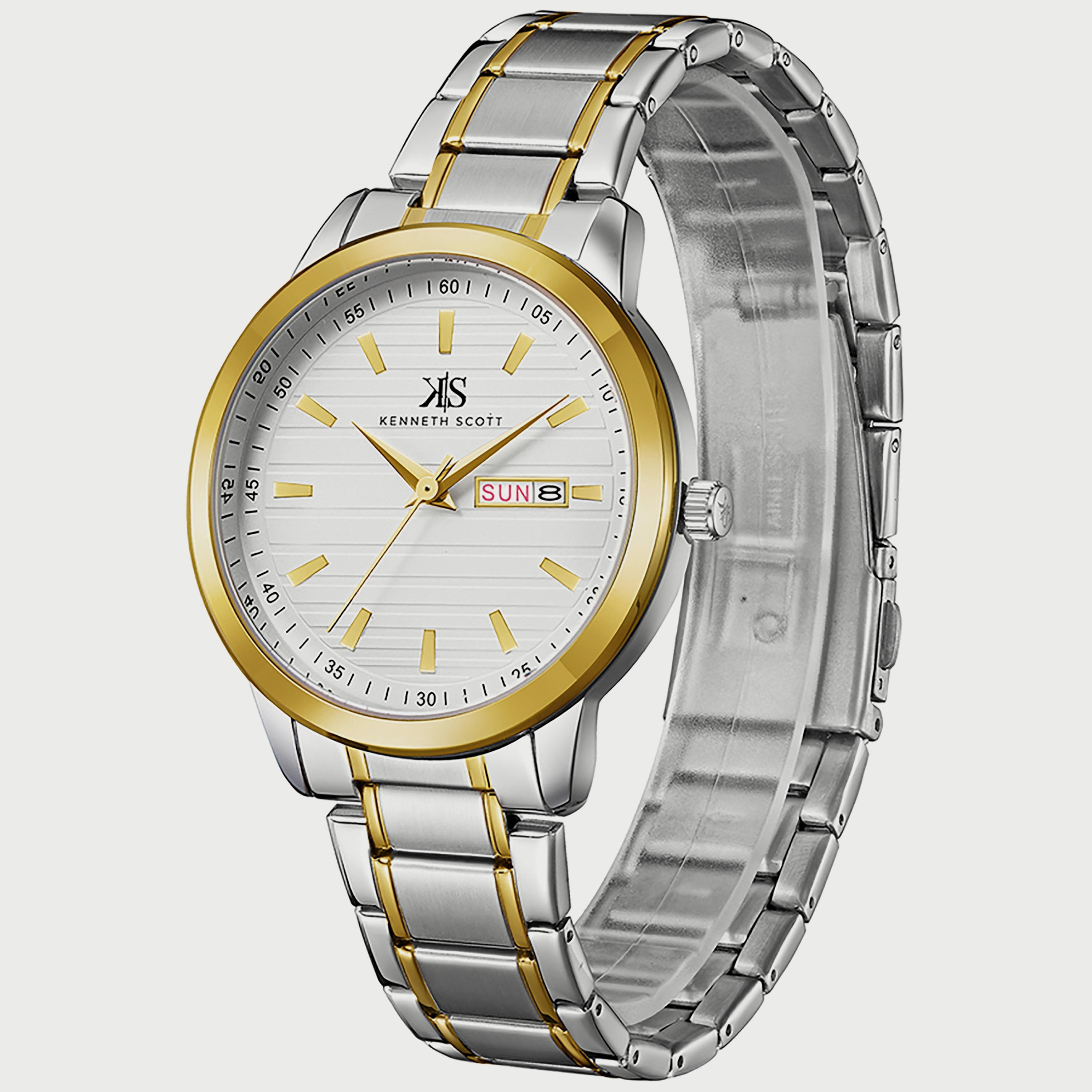 K22027-TBTW "ساعة" أنالوج فضية وذهبية بسوار ستانلس ستيل من كينيث سكوت للرجال -men-watchesandjewellery-watches-image-2