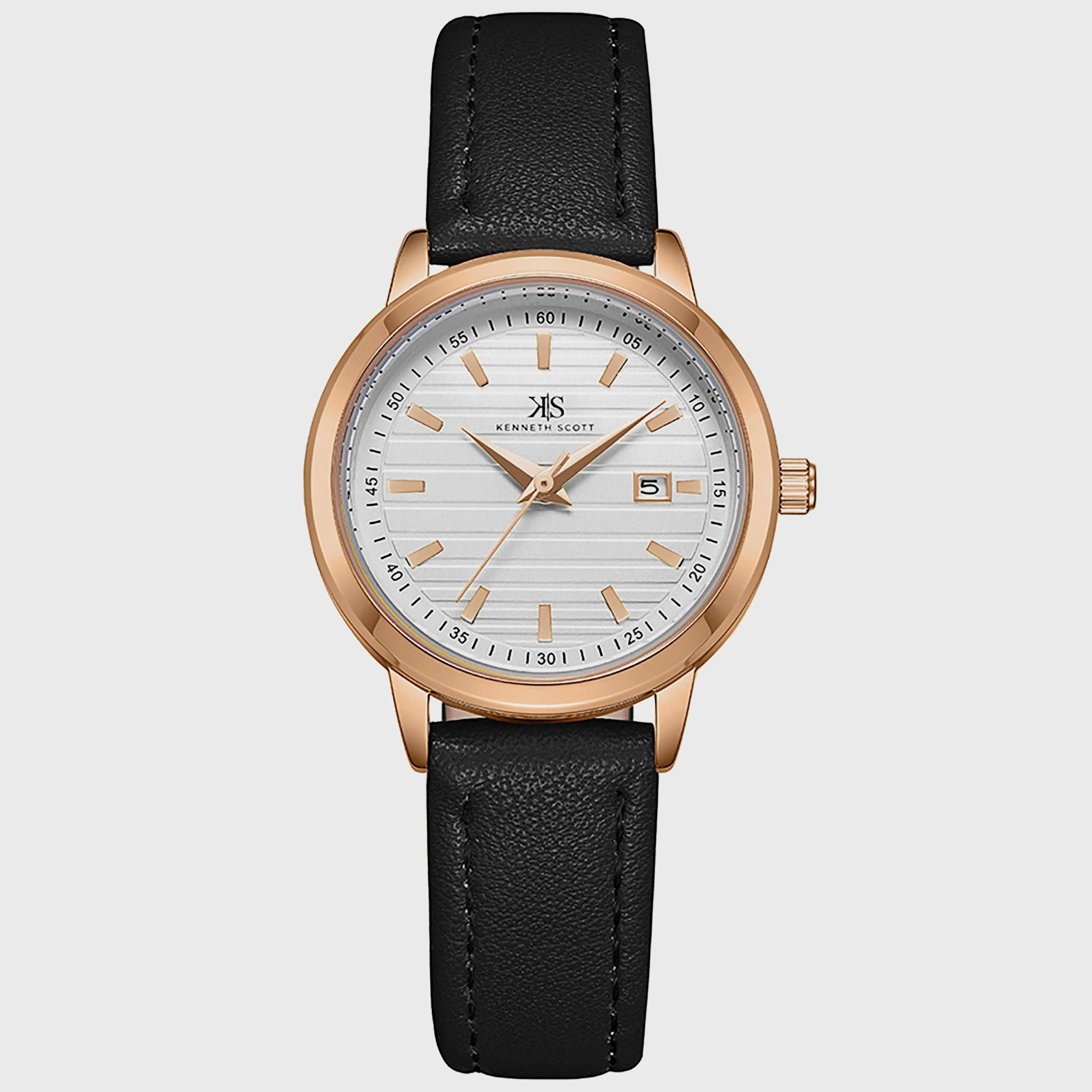 K22527-RLBW "ساعة" أنالوج بسوار بولي يوريثين مع لون اسود للنساء من كينيث سكوت -women-watchesandjewellery-watches-image-1
