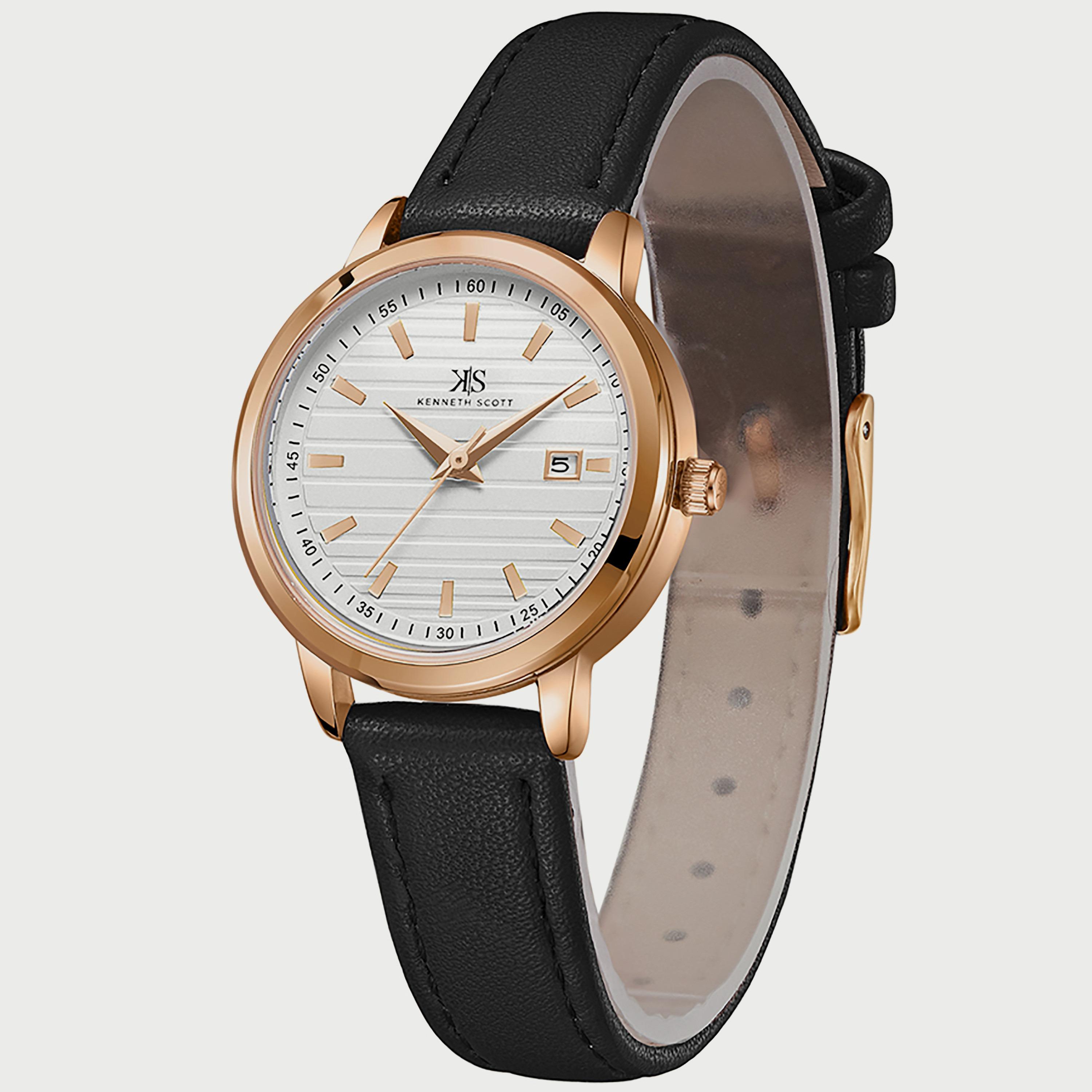 K22527-RLBW "ساعة" أنالوج بسوار بولي يوريثين مع لون اسود للنساء من كينيث سكوت -women-watchesandjewellery-watches-image-2