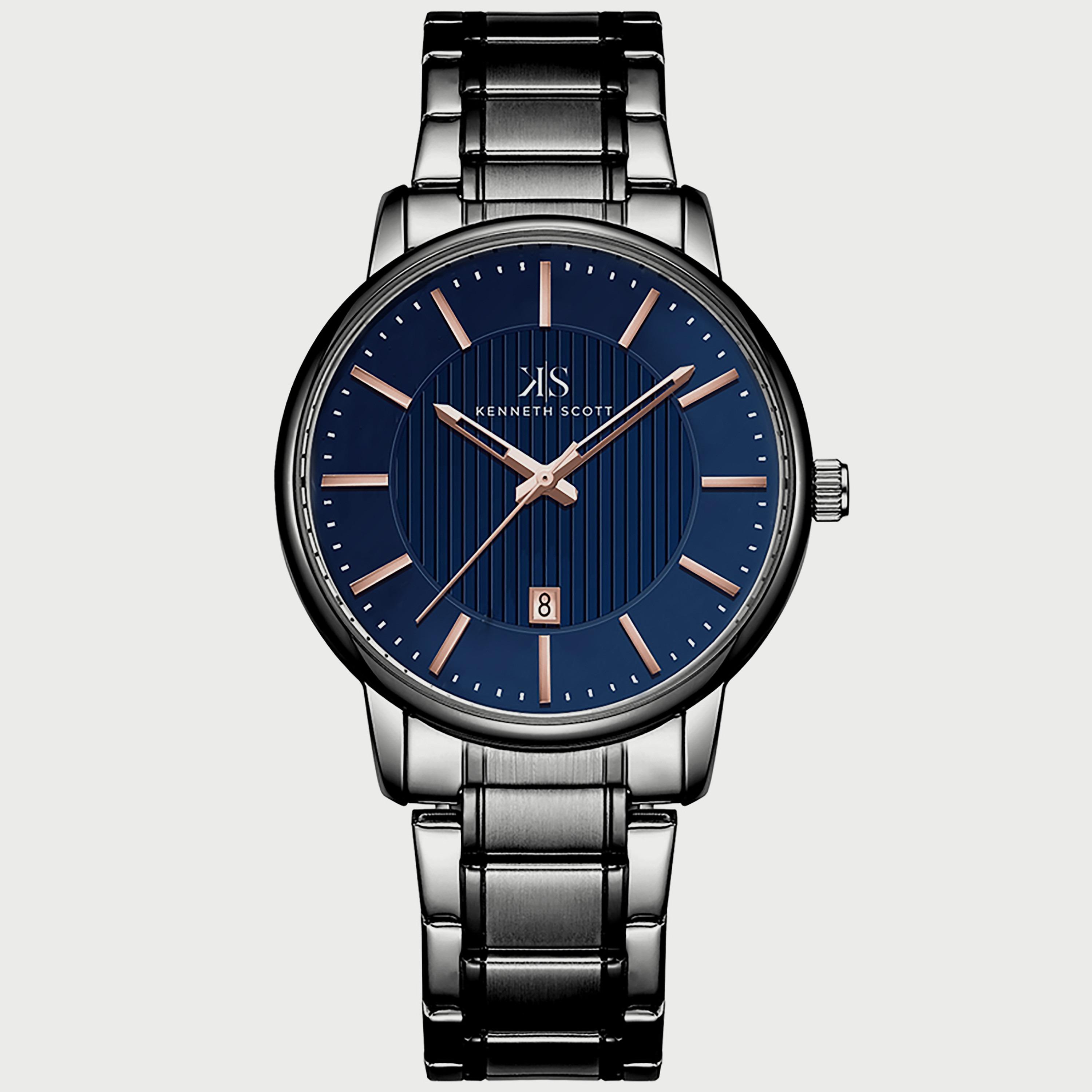 K22028-XBXN "ساعة" أنالوج سوداء بسوار ستانلس ستيل من كينيث سكوت للرجال -men-watchesandjewellery-watches-image-1