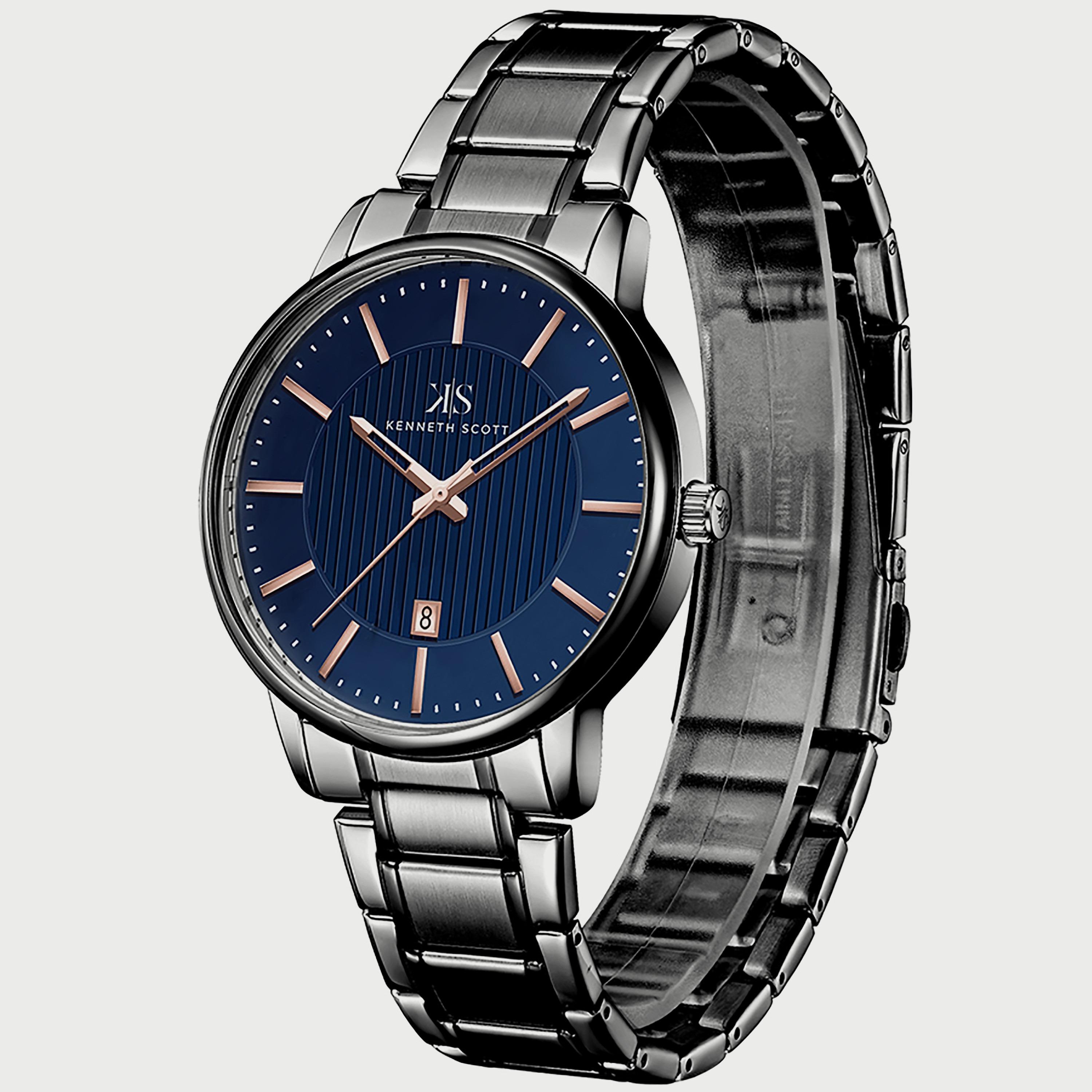 K22028-XBXN "ساعة" أنالوج سوداء بسوار ستانلس ستيل من كينيث سكوت للرجال -men-watchesandjewellery-watches-image-2