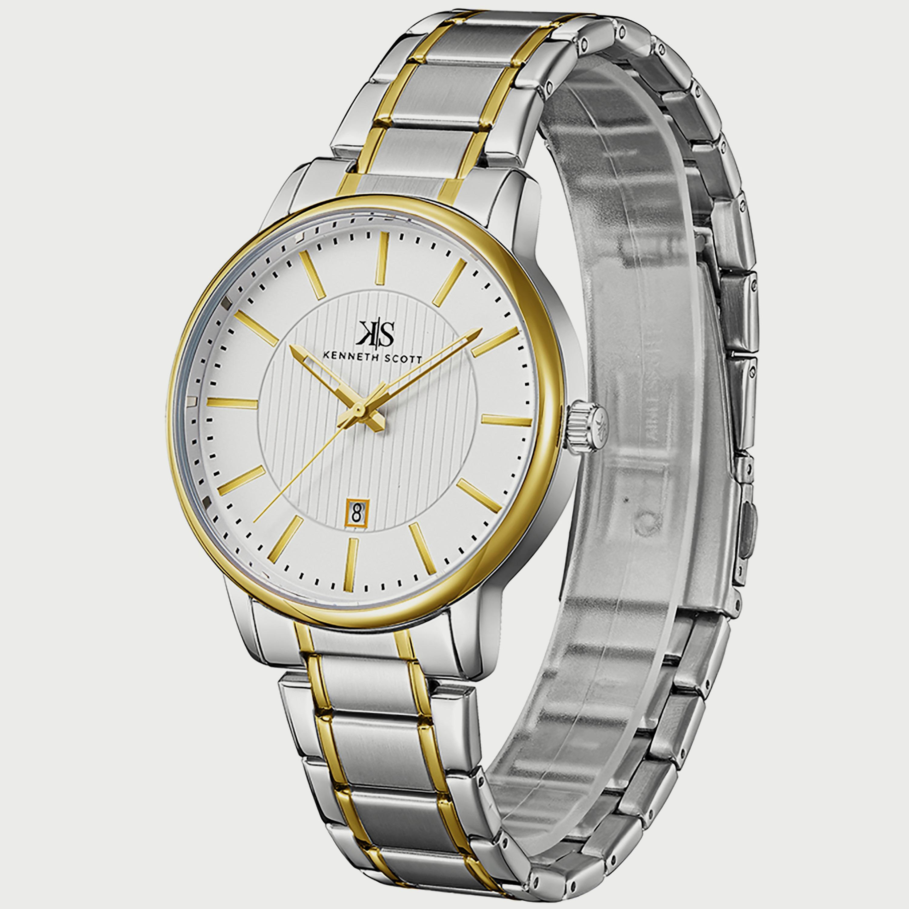 K22028-TBTW "ساعة" أنالوج فضية وذهبية بسوار ستانلس ستيل من كينيث سكوت للرجال -men-watchesandjewellery-watches-image-2