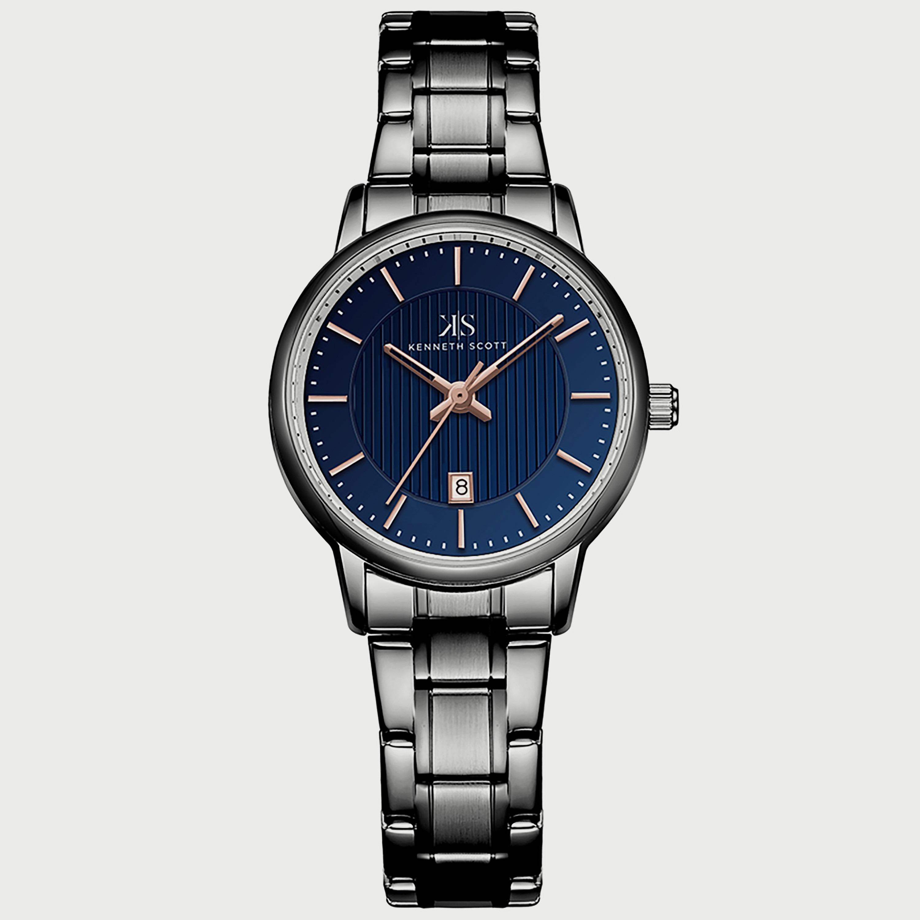 K22528-XBXN "ساعة" أنالوج سوداء بسوار ستانلس ستيل من كينيث سكوت للنساء -women-watchesandjewellery-watches-image-1
