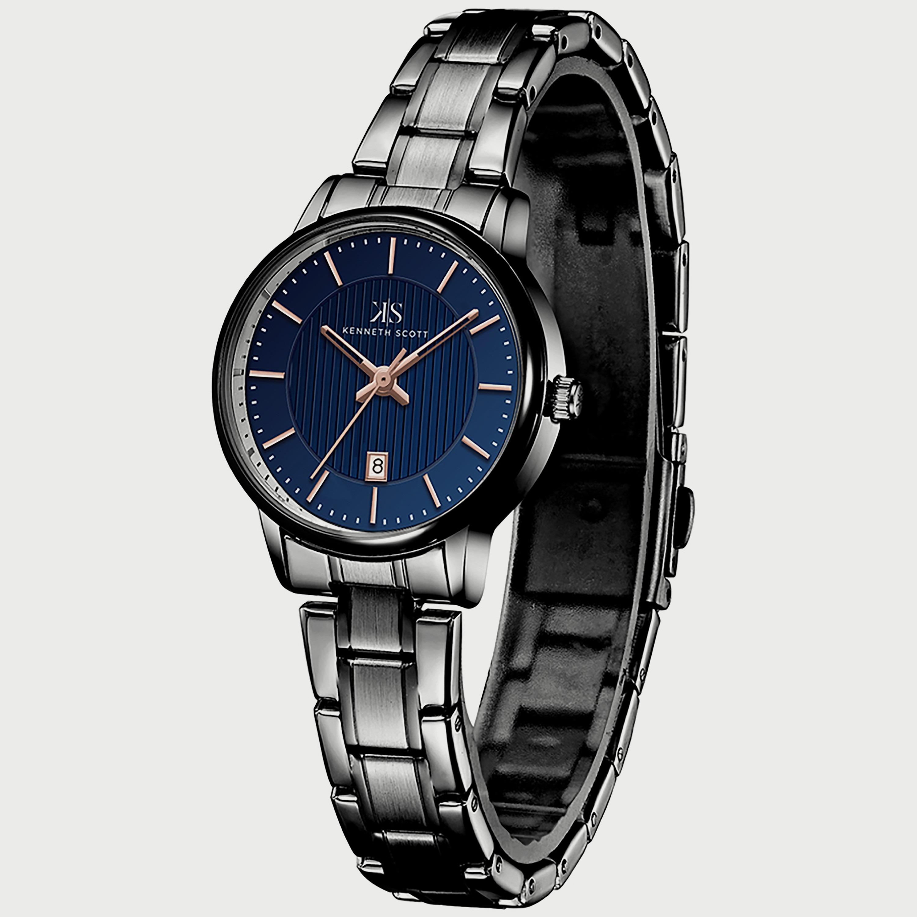 K22528-XBXN "ساعة" أنالوج سوداء بسوار ستانلس ستيل من كينيث سكوت للنساء -women-watchesandjewellery-watches-image-2