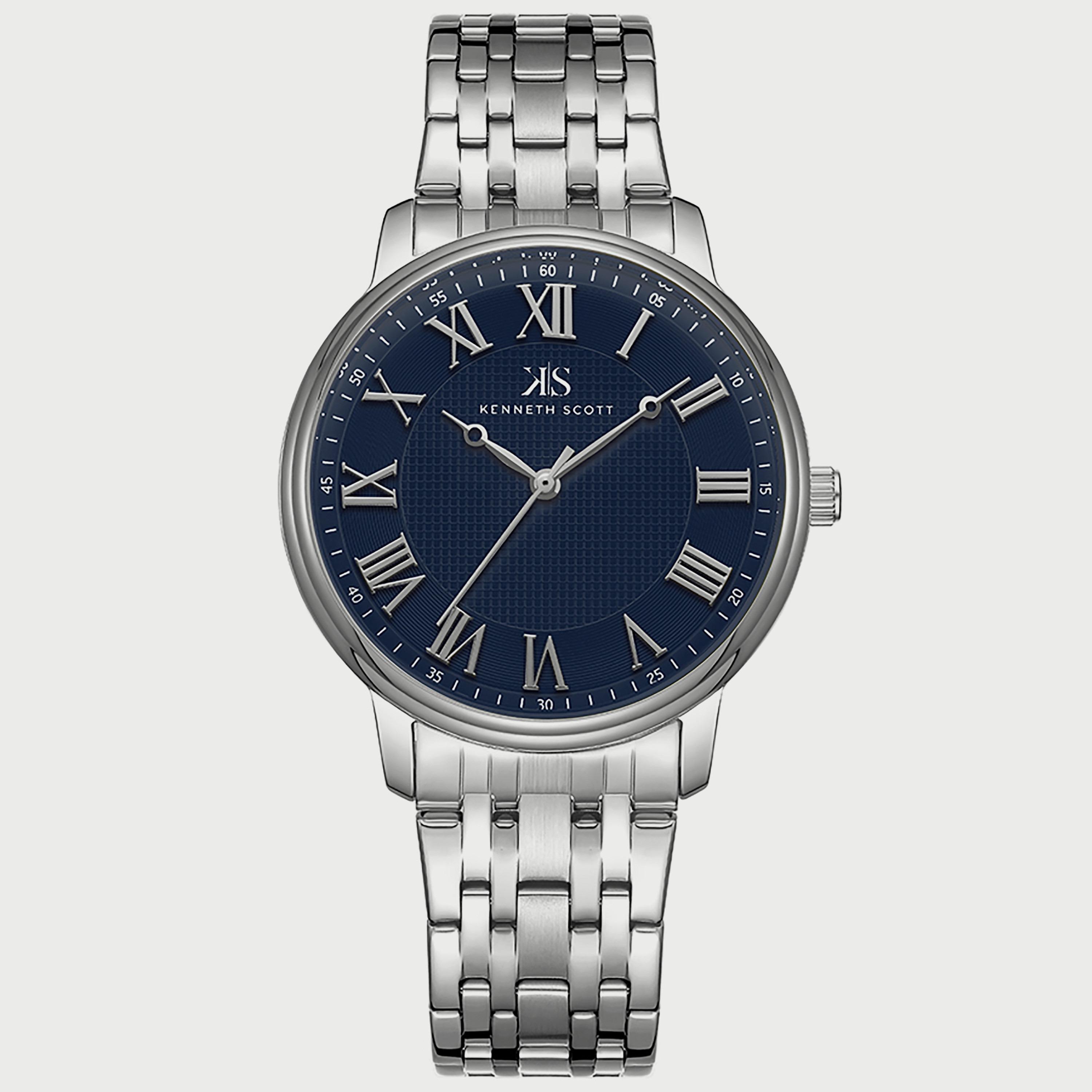 K22029-SBSN "ساعة" أنالوج فضية بسوار ستانلس ستيل من كينيث سكوت للرجال -men-watchesandjewellery-watches-image-1
