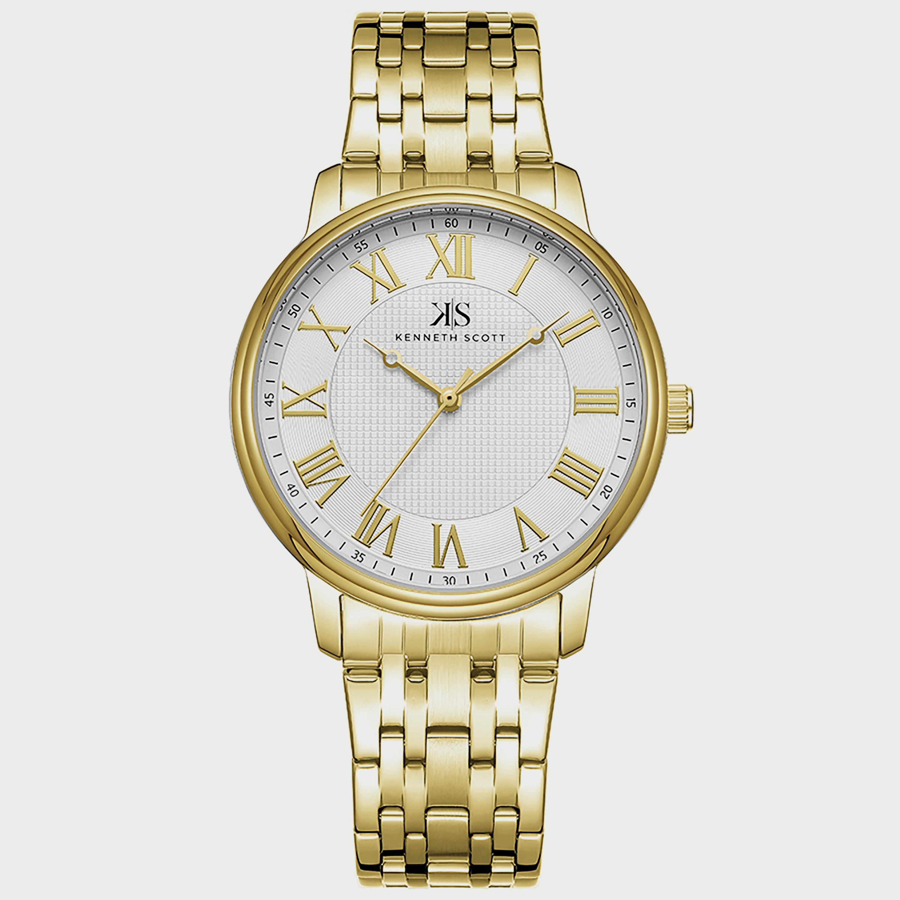 K22029-GBGW "ساعة" أنالوج ذهبية بسوار ستانلس ستيل من كينيث سكوت للرجال -men-watchesandjewellery-watches-image-1