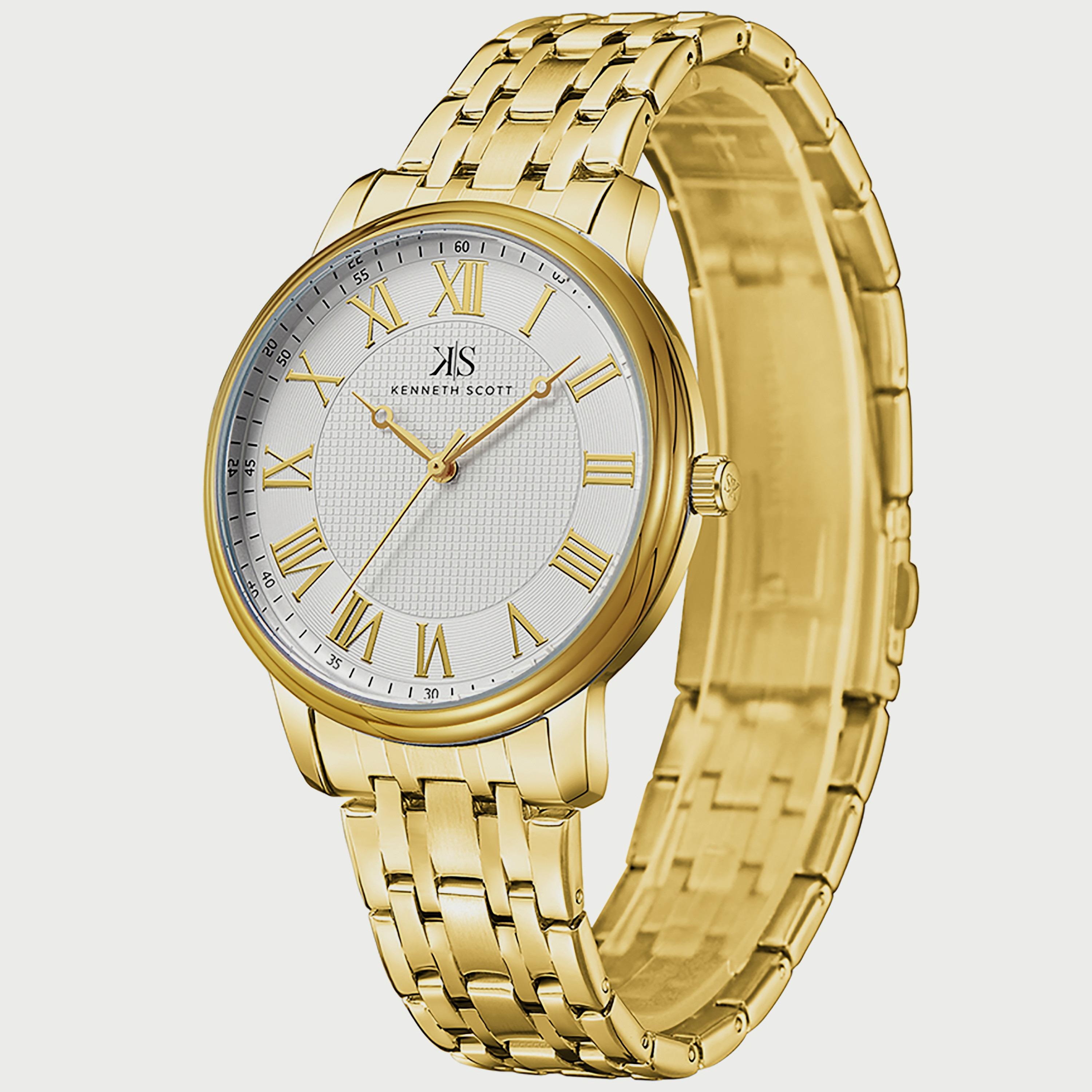 K22029-GBGW "ساعة" أنالوج ذهبية بسوار ستانلس ستيل من كينيث سكوت للرجال -men-watchesandjewellery-watches-image-2