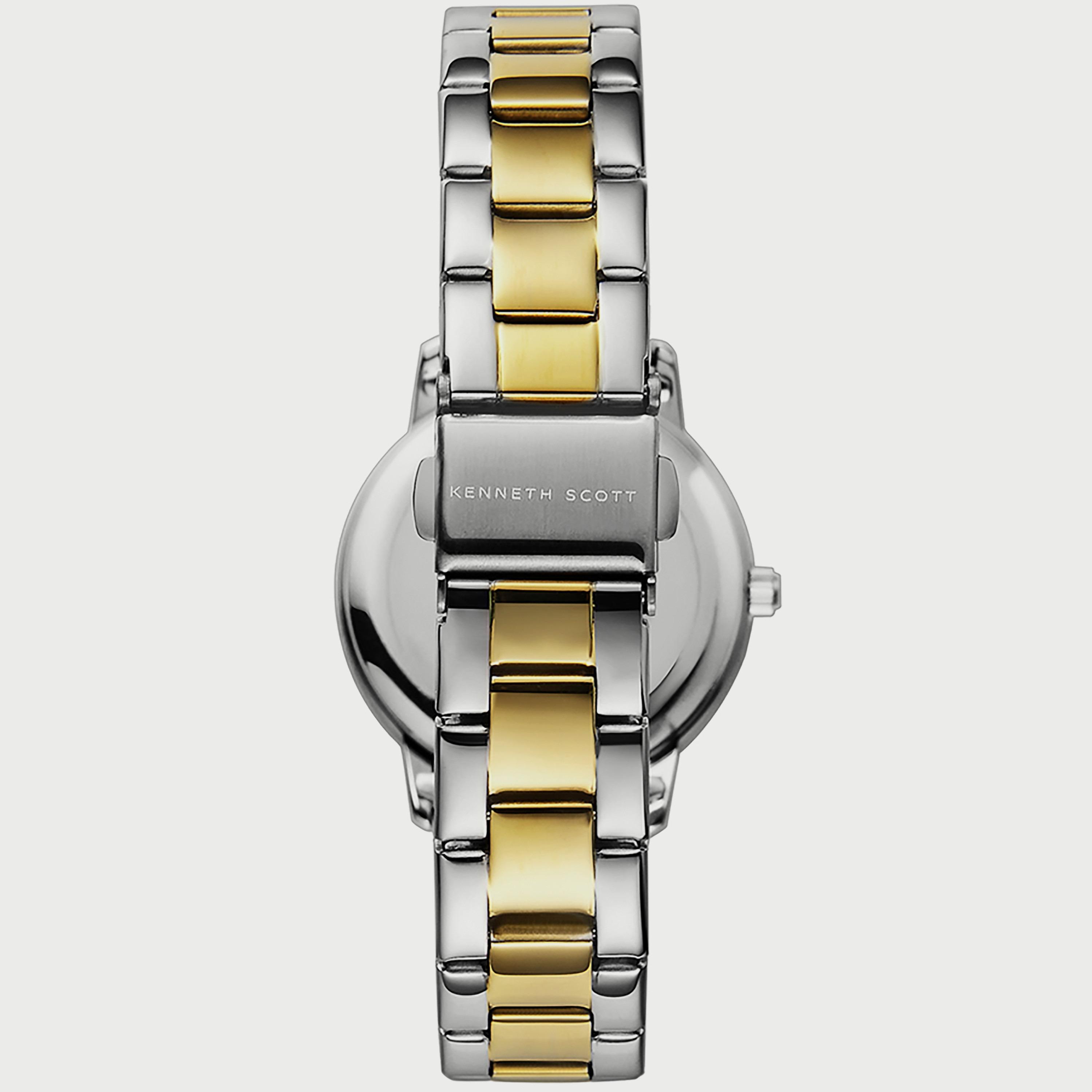 K22529-TBTW "ساعة" أنالوج فضية وذهبية بسوار ستانلس ستيل من كينيث سكوت للنساء -women-watchesandjewellery-watches-image-3