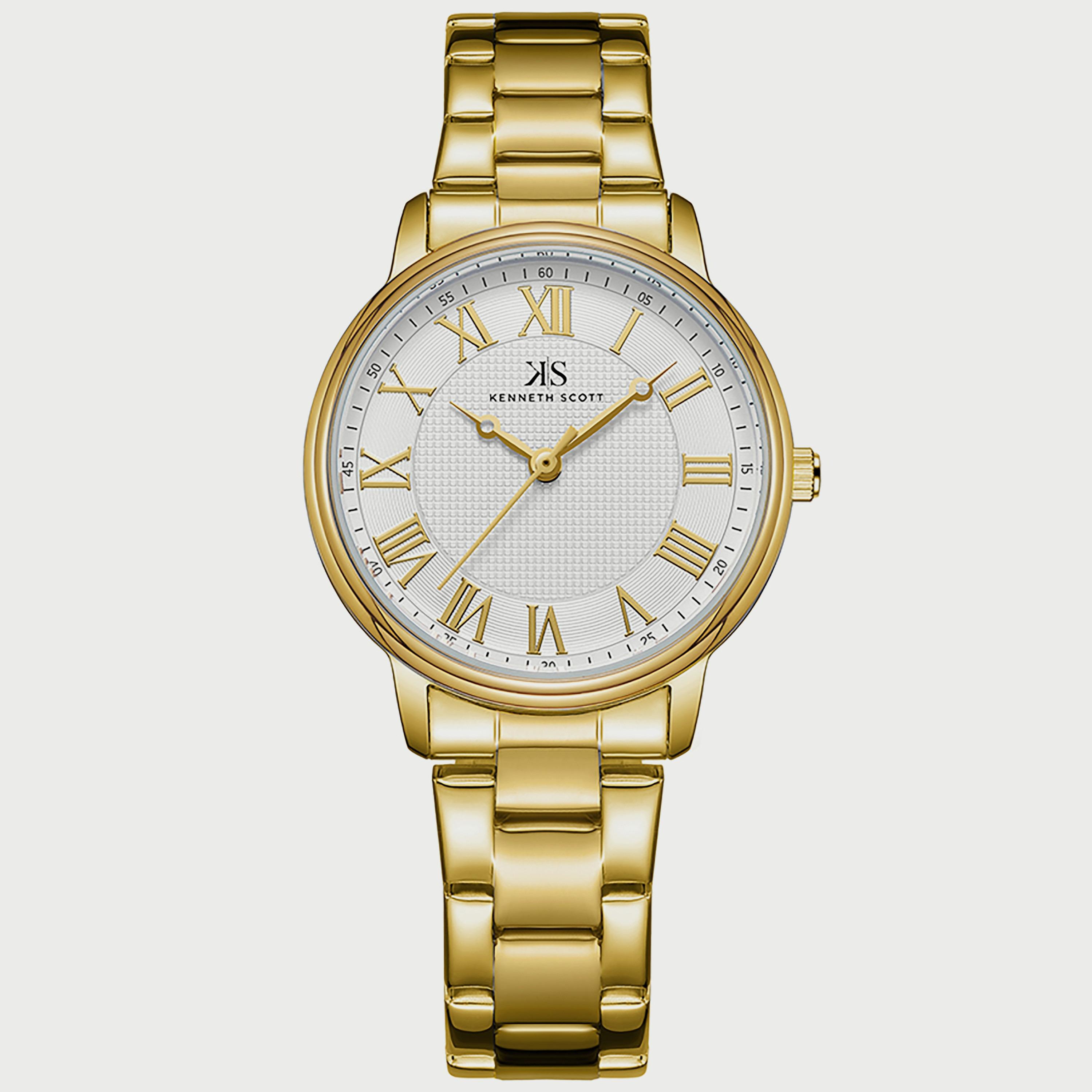 K22529-GBGW "ساعة" أنالوج ذهبية بسوار ستانلس ستيل من كينيث سكوت للنساء -women-watchesandjewellery-watches-image-1
